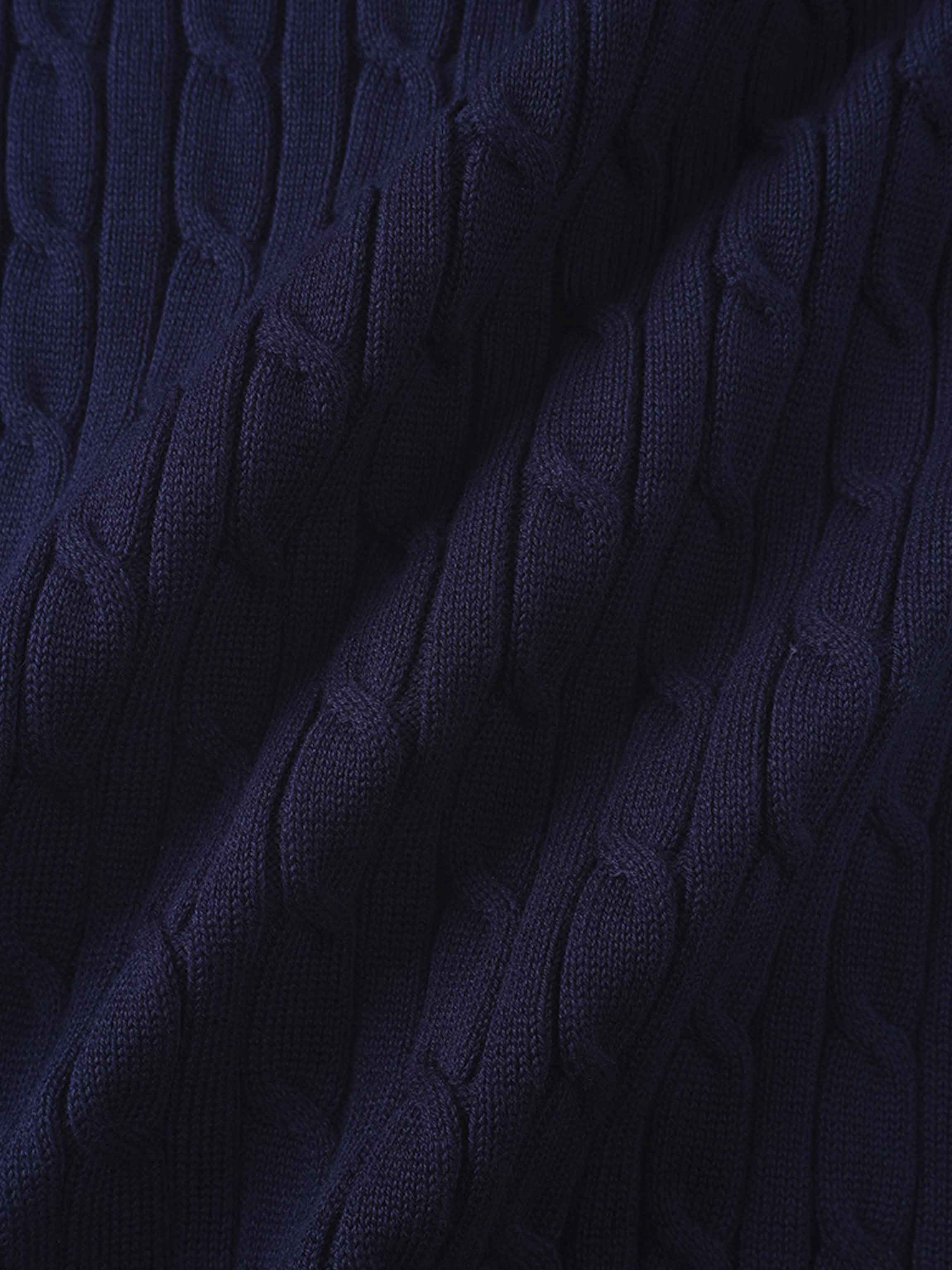 Zip Up Cable Hoodie-Navy