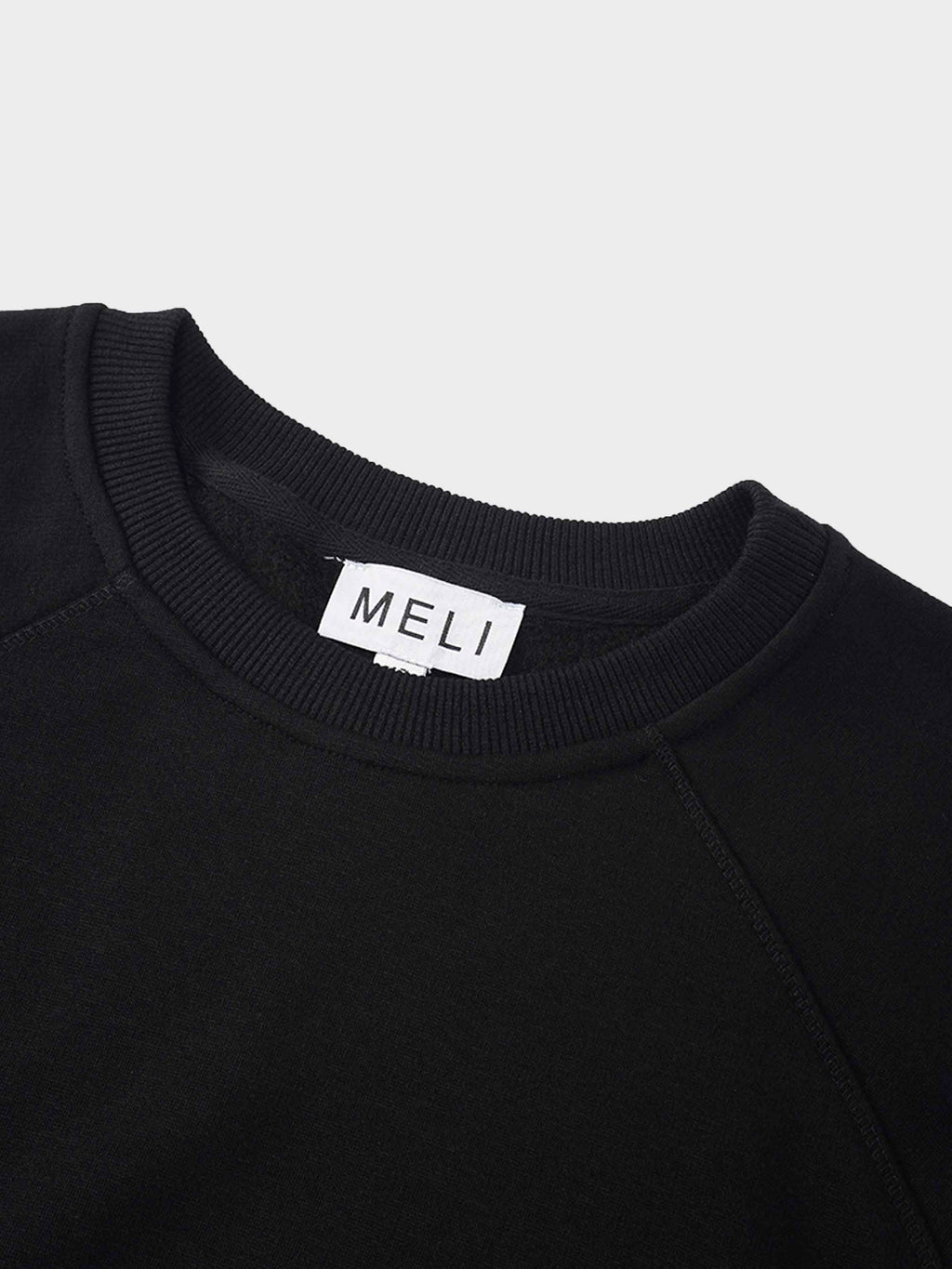 Side Strap Dolman Sweatshirt-Black