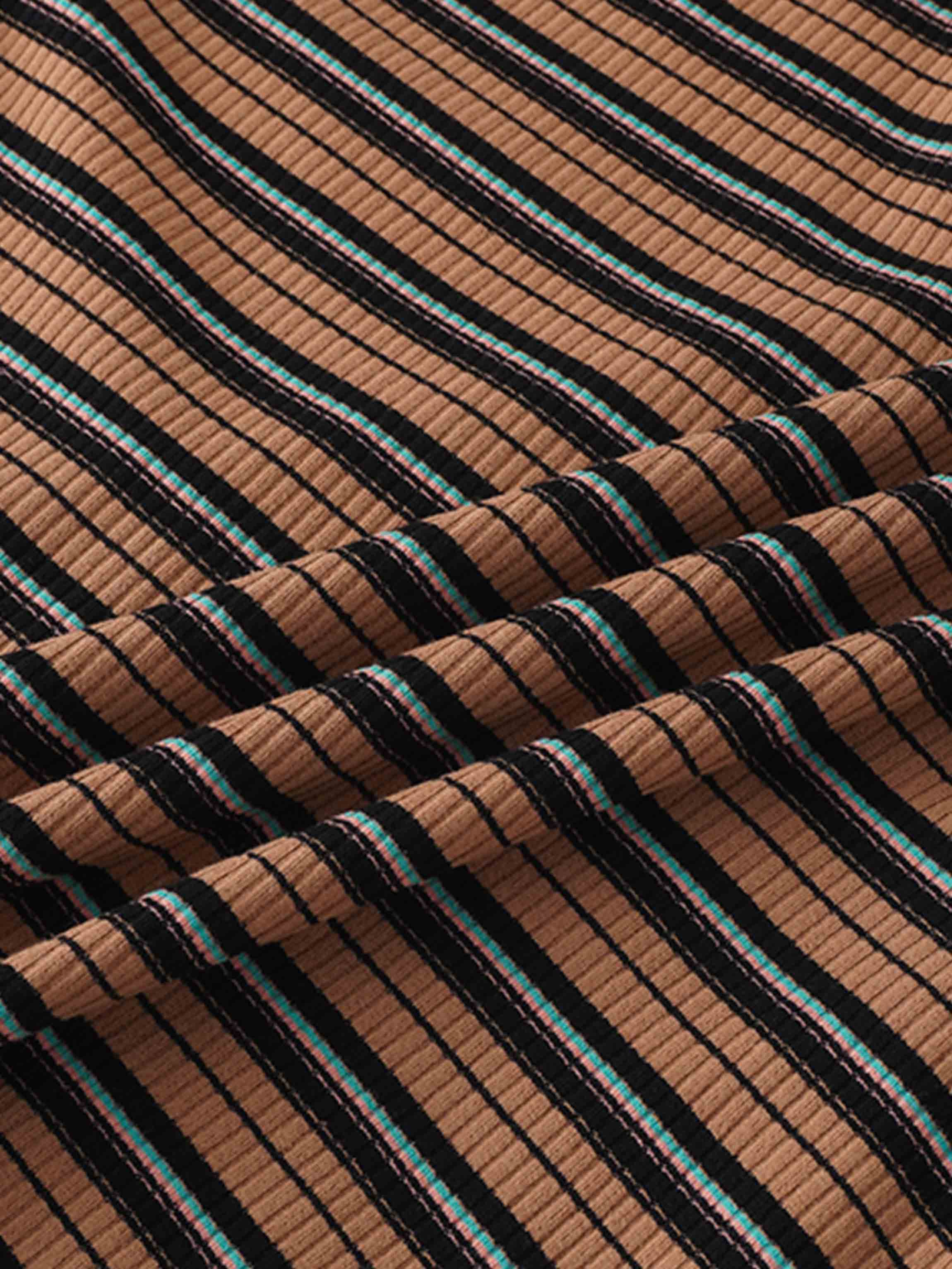 Striped Wrap Tee-Caramel