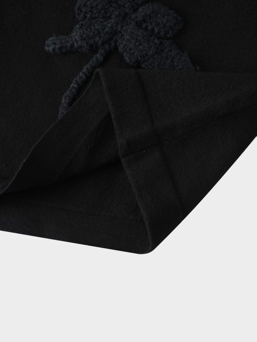 Crochet Puff Flower Sweater Set-Black