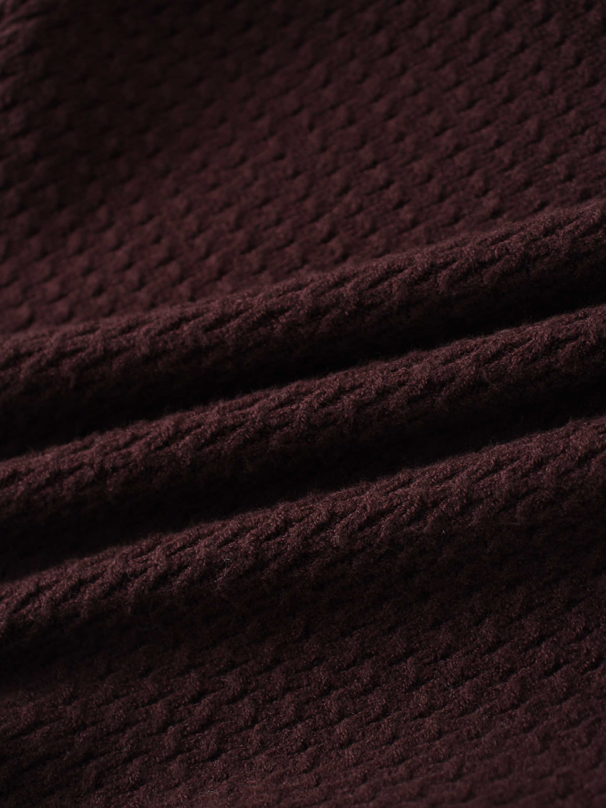 Textured Crew Cardigan-Chocolate Brown