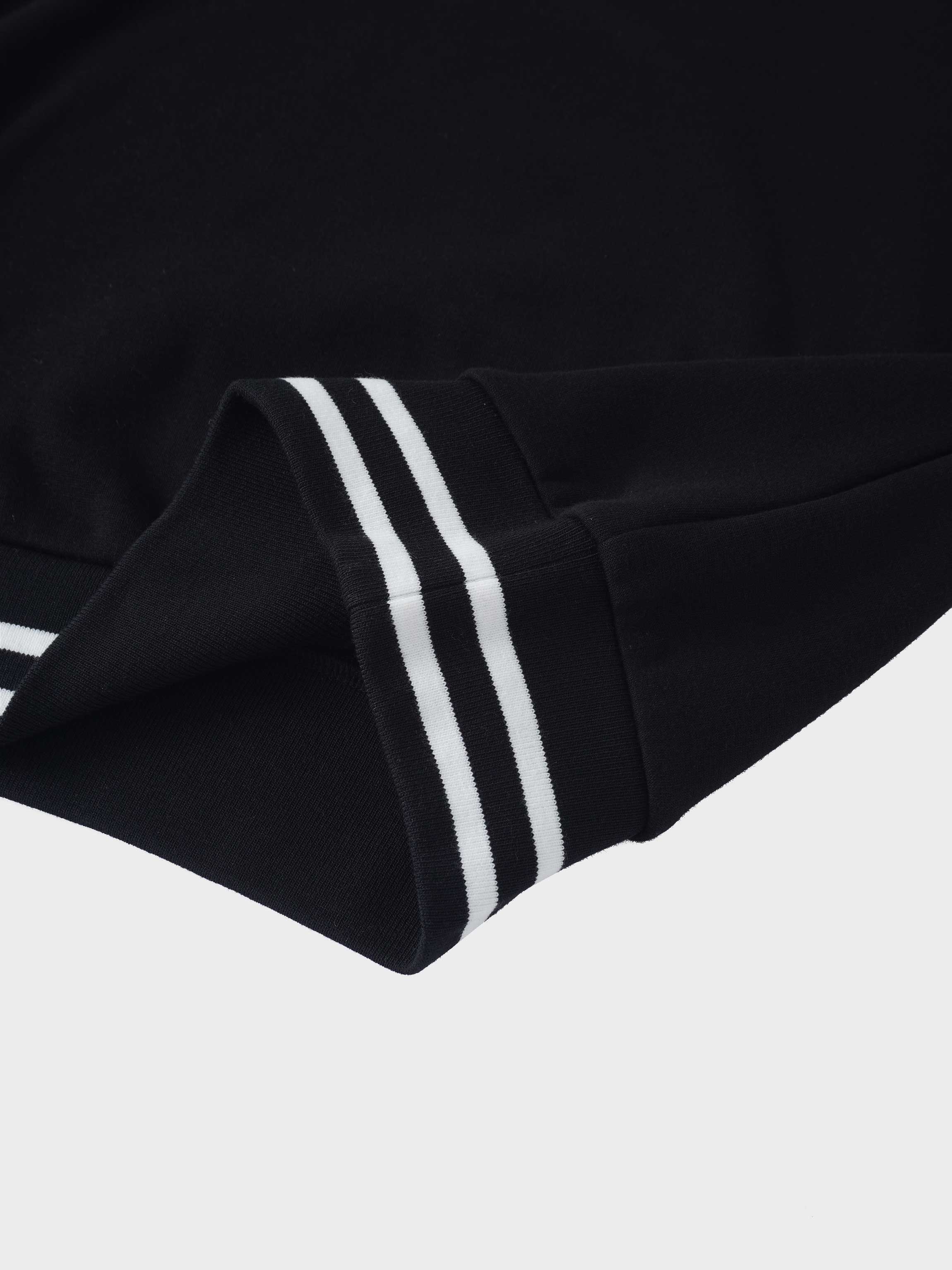 Striped High Neck Sweatshirt-Black/White
