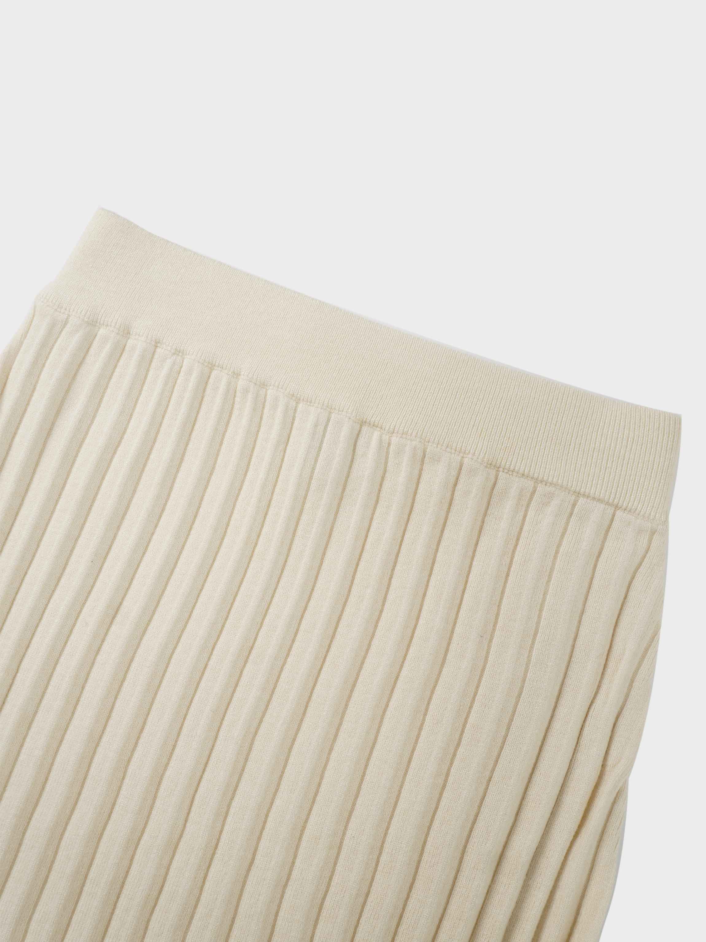 Knit Ribbed Maxi Skirt-Ivory