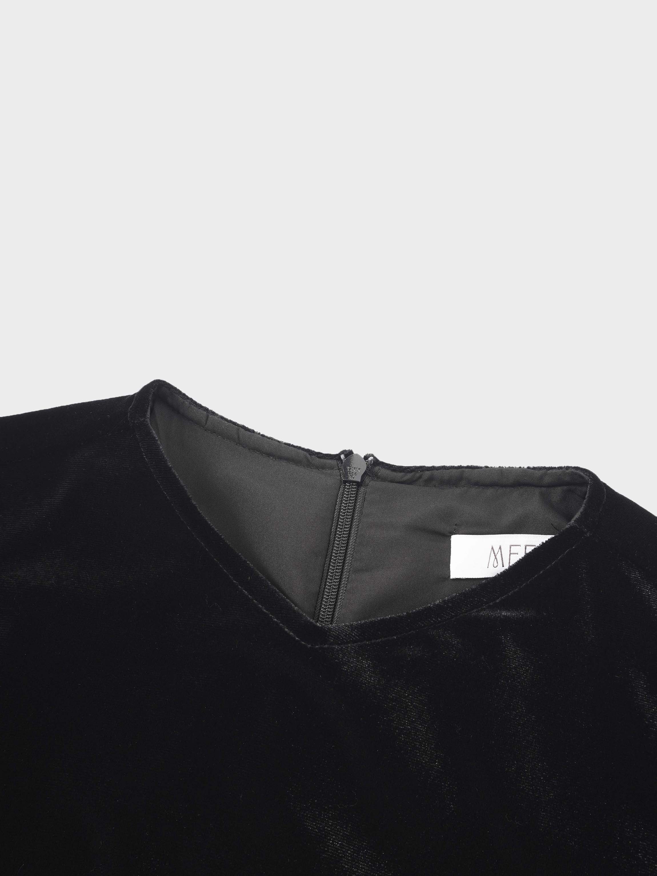 Velour Empire Waist Maxi Dress-Black