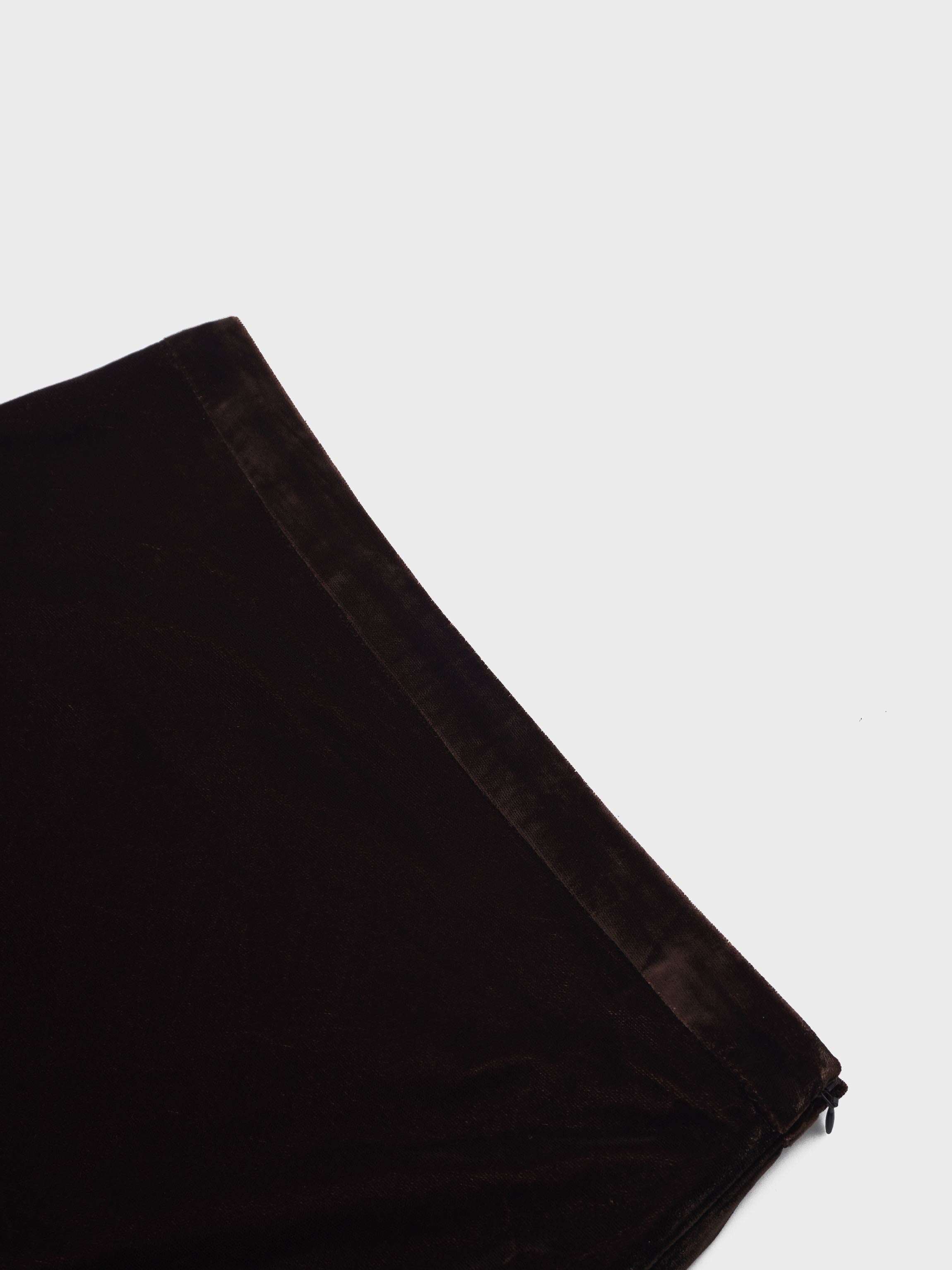 Velvet Flare Skirt-Brown