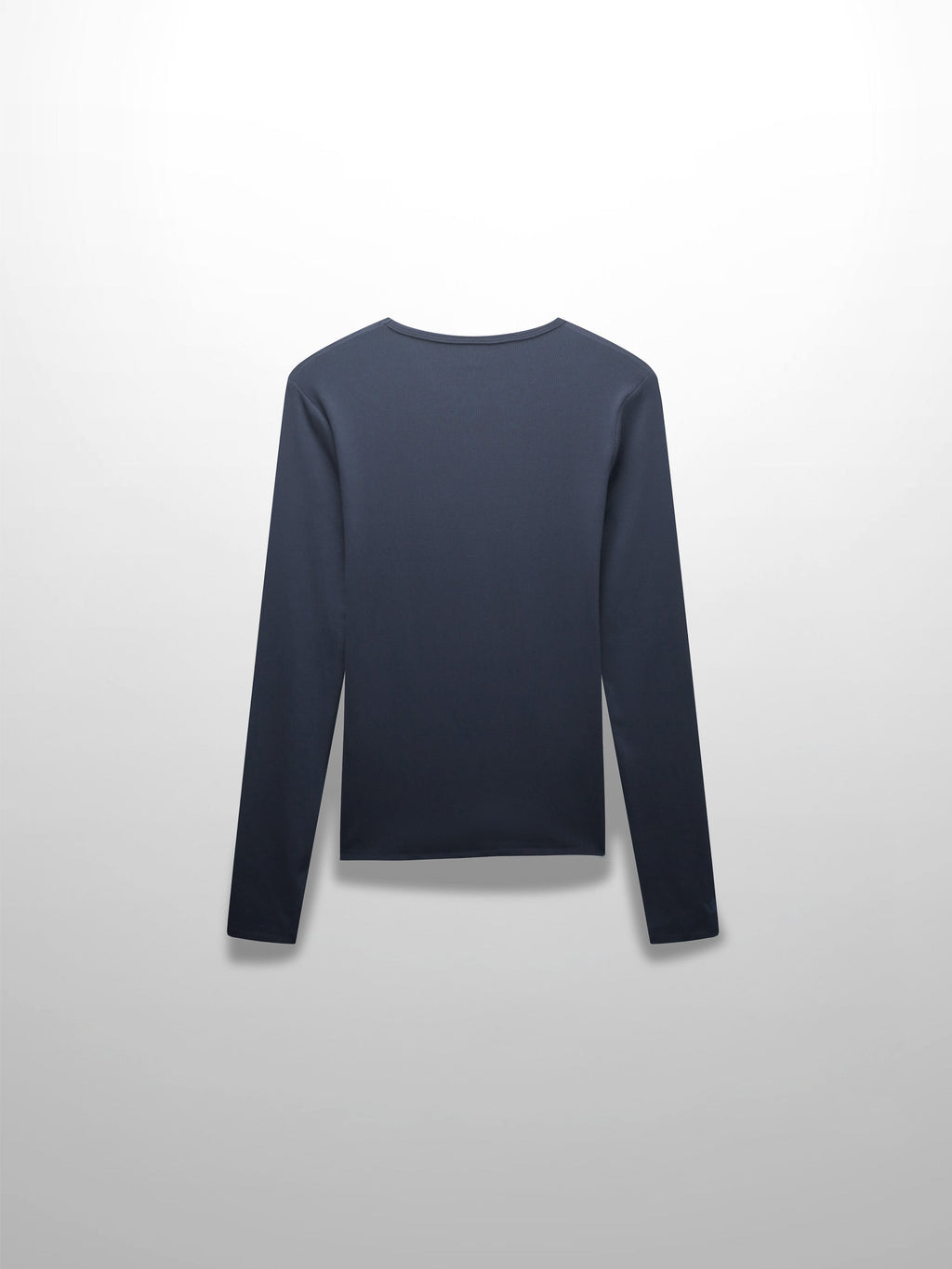 RIBBED HIGH V TEE LS-DENIM BLUE