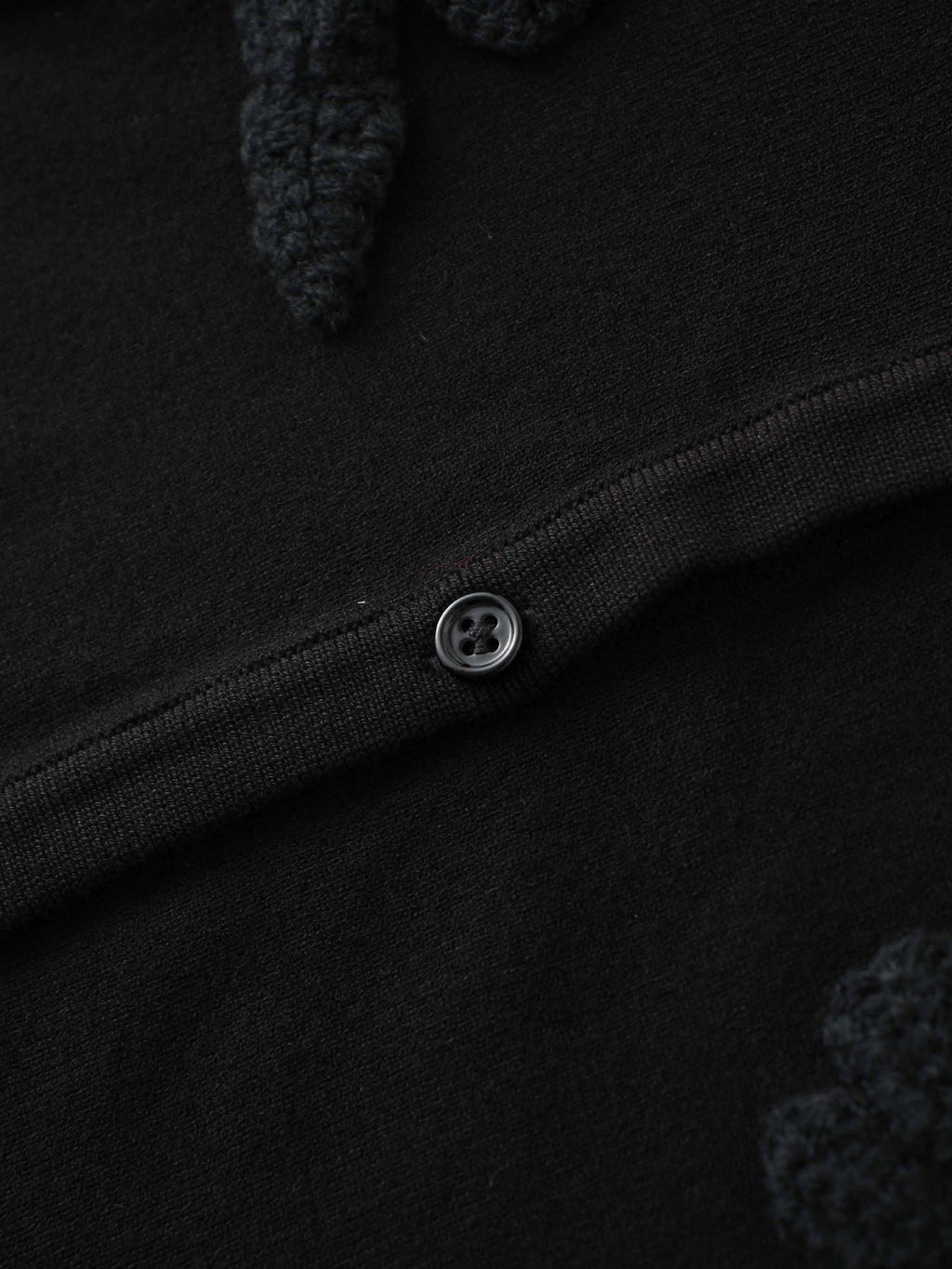 Crochet Puff Flower Sweater Set-Black