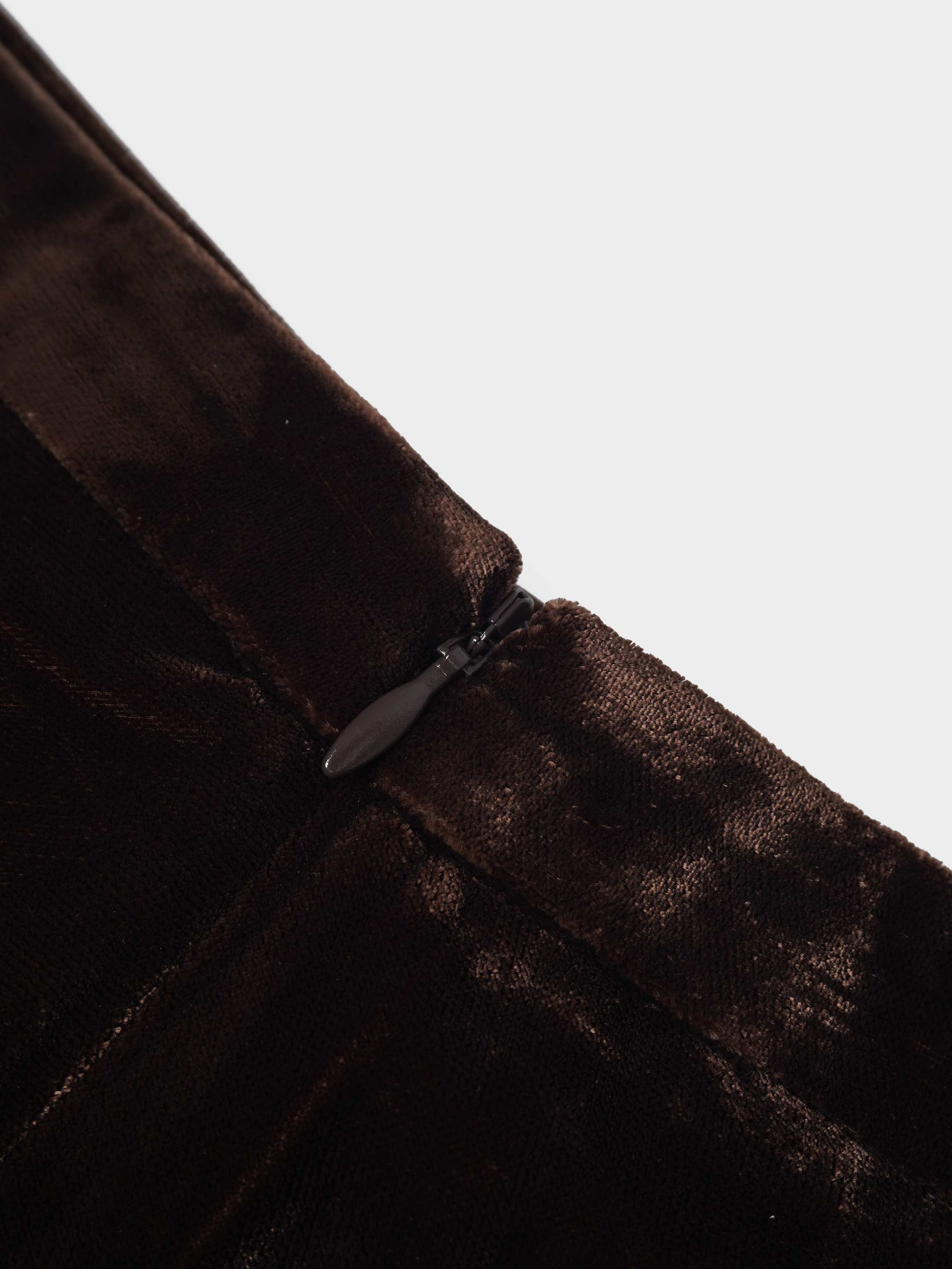 Velvet Flare Skirt-Brown