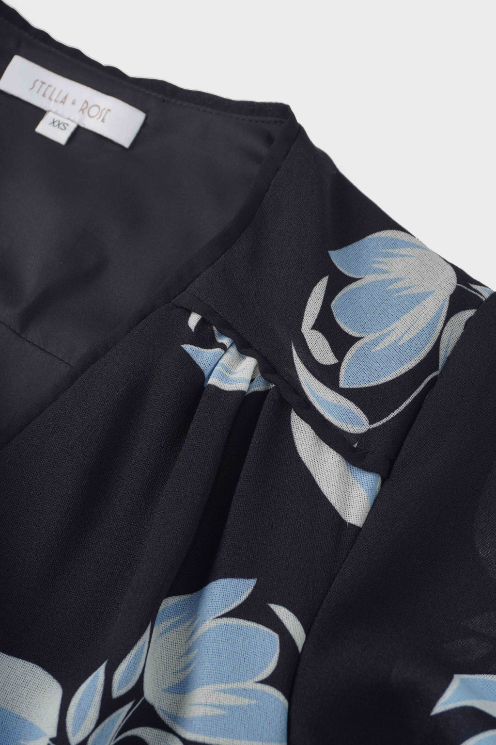 Flutter Sleeve Wrap Dress-Blue Flower