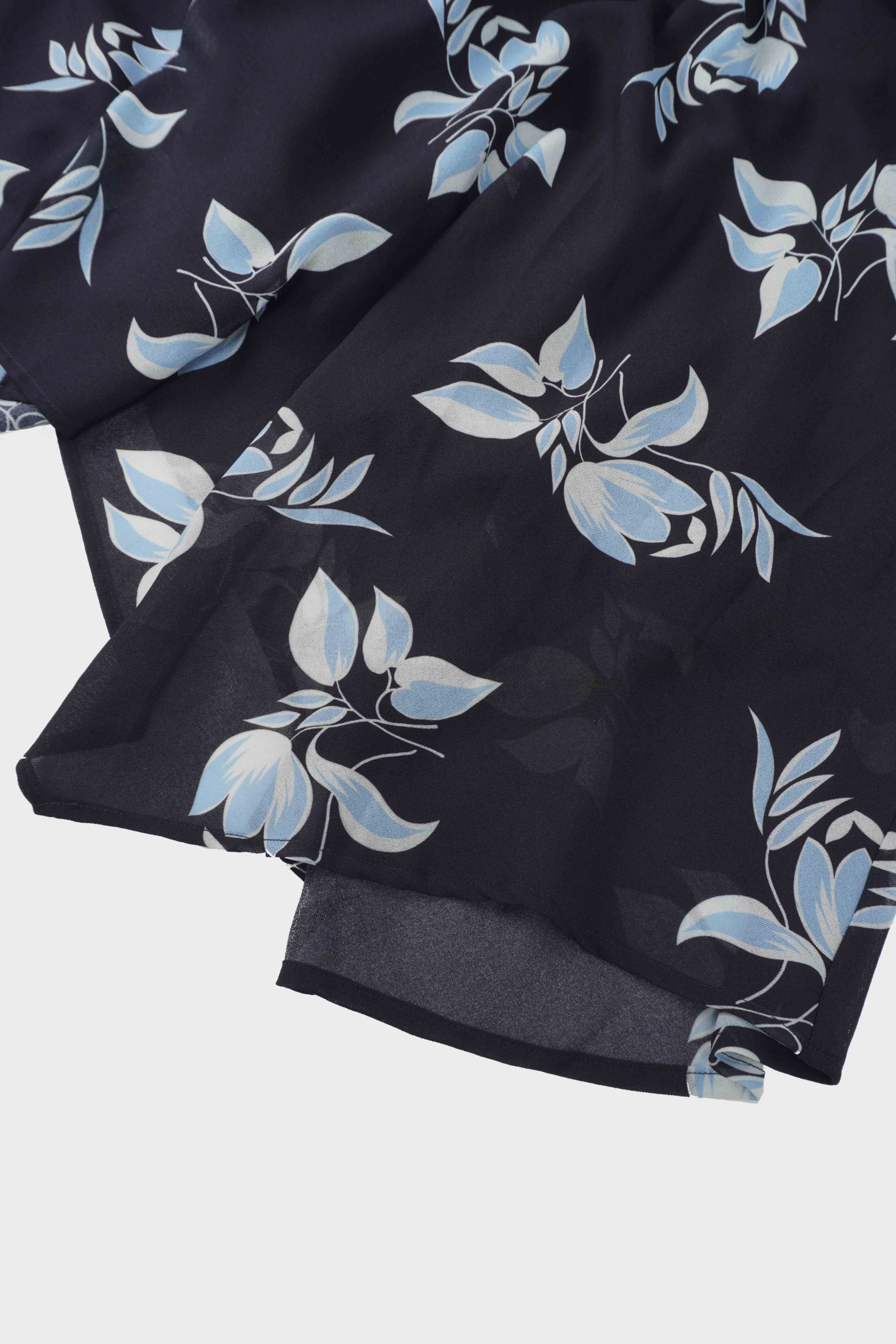 Flutter Sleeve Wrap Dress-Blue Flower