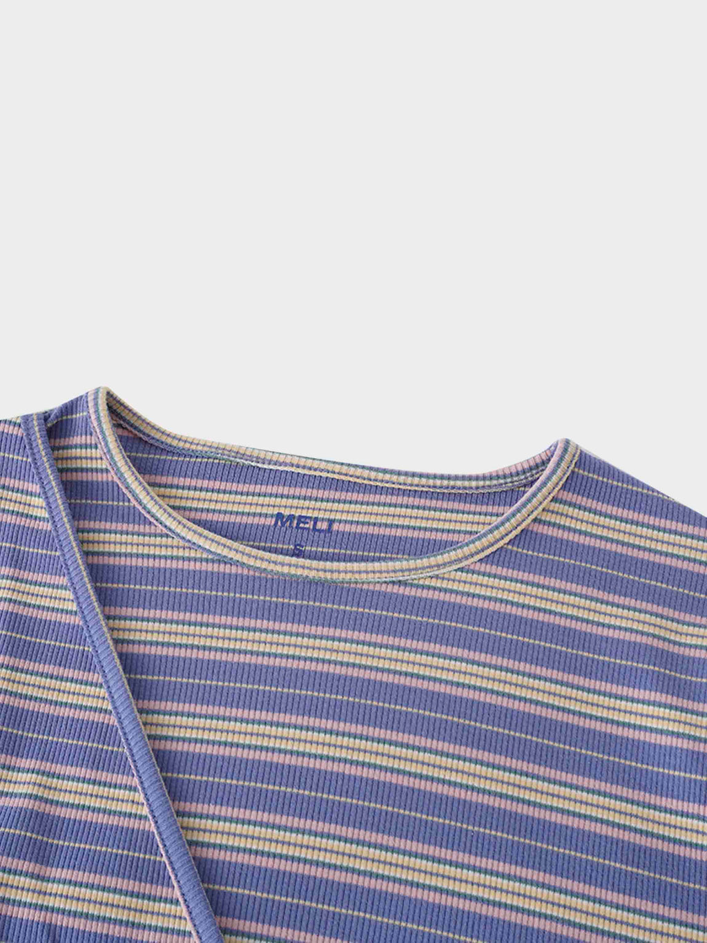 Striped Wrap Tee-Blue