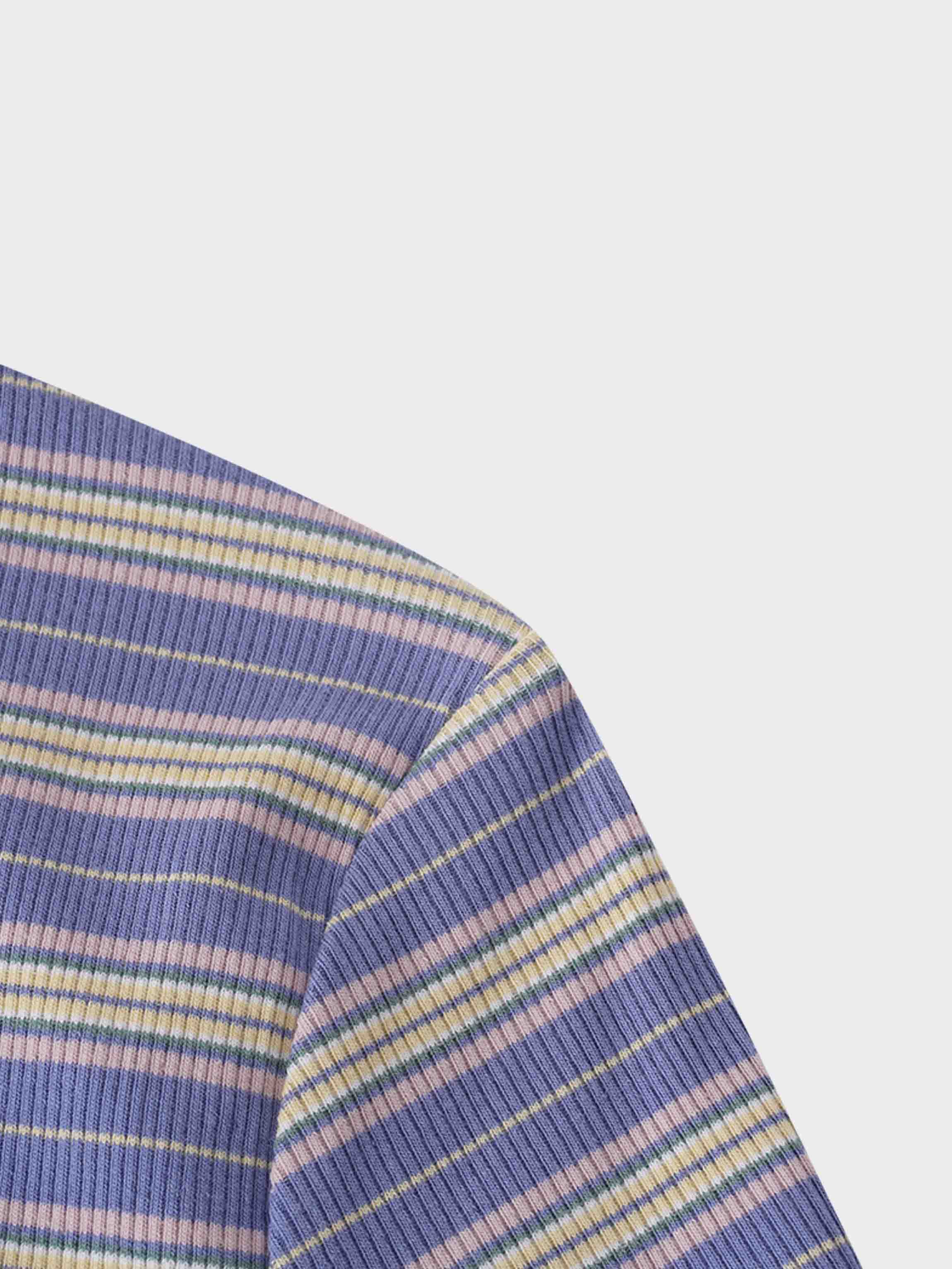 Striped Wrap Tee-Blue