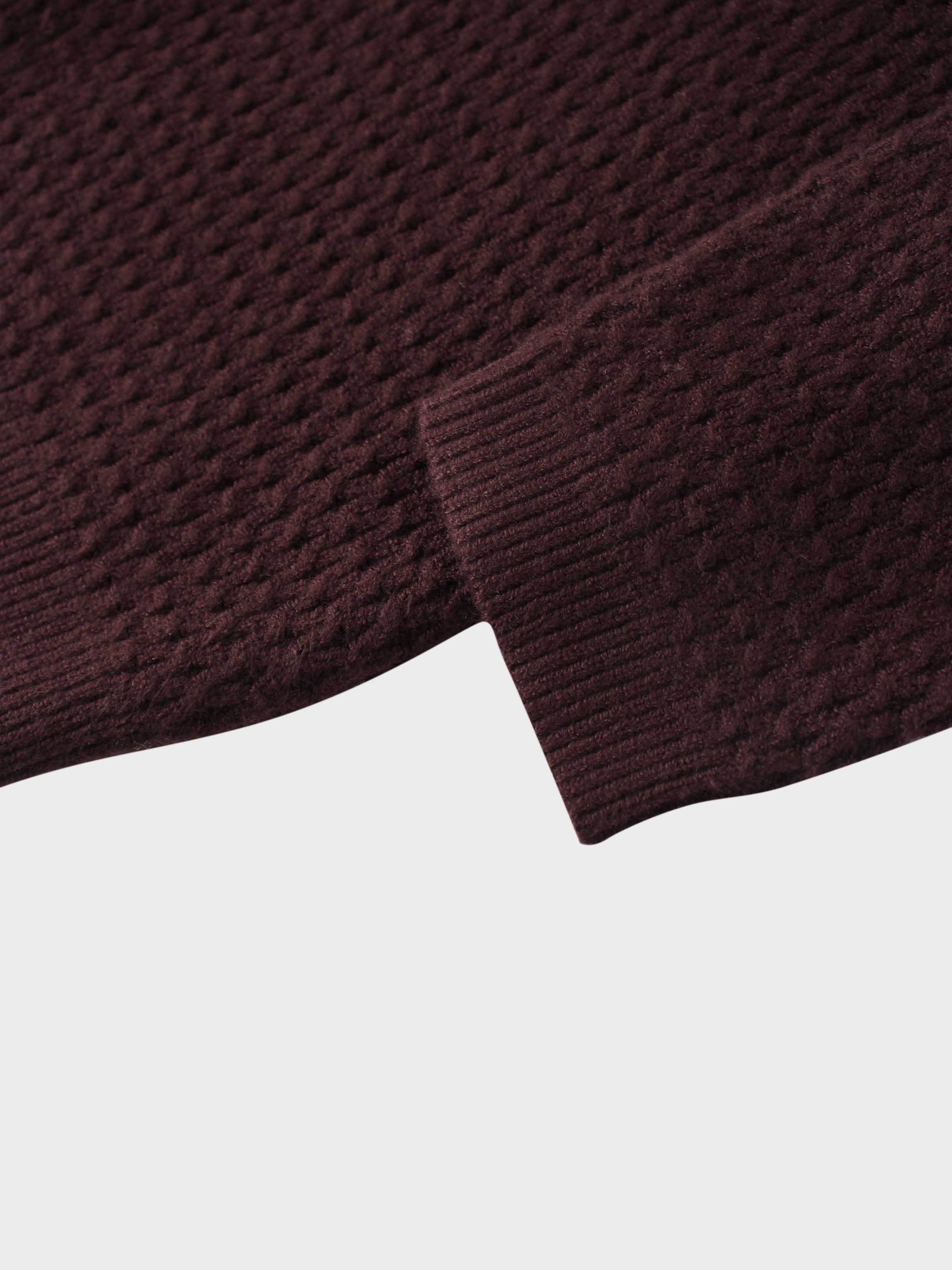 Textured Crew Cardigan-Chocolate Brown