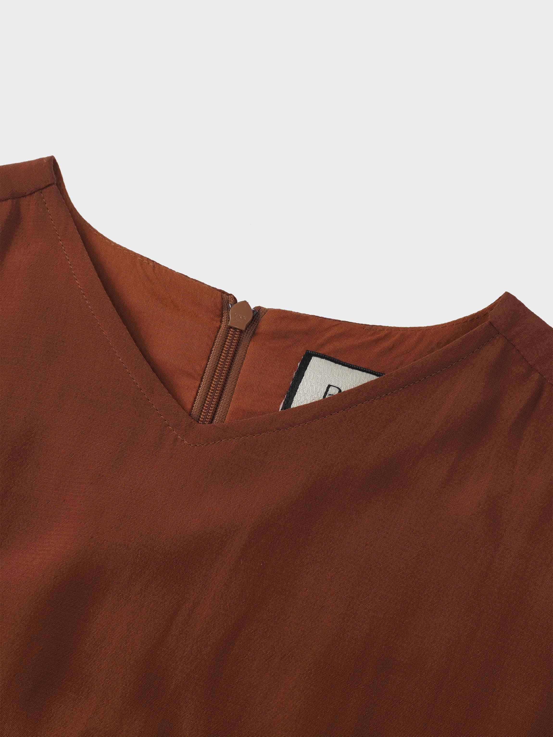 High Waist Drawstring Maternity Dress-Brown