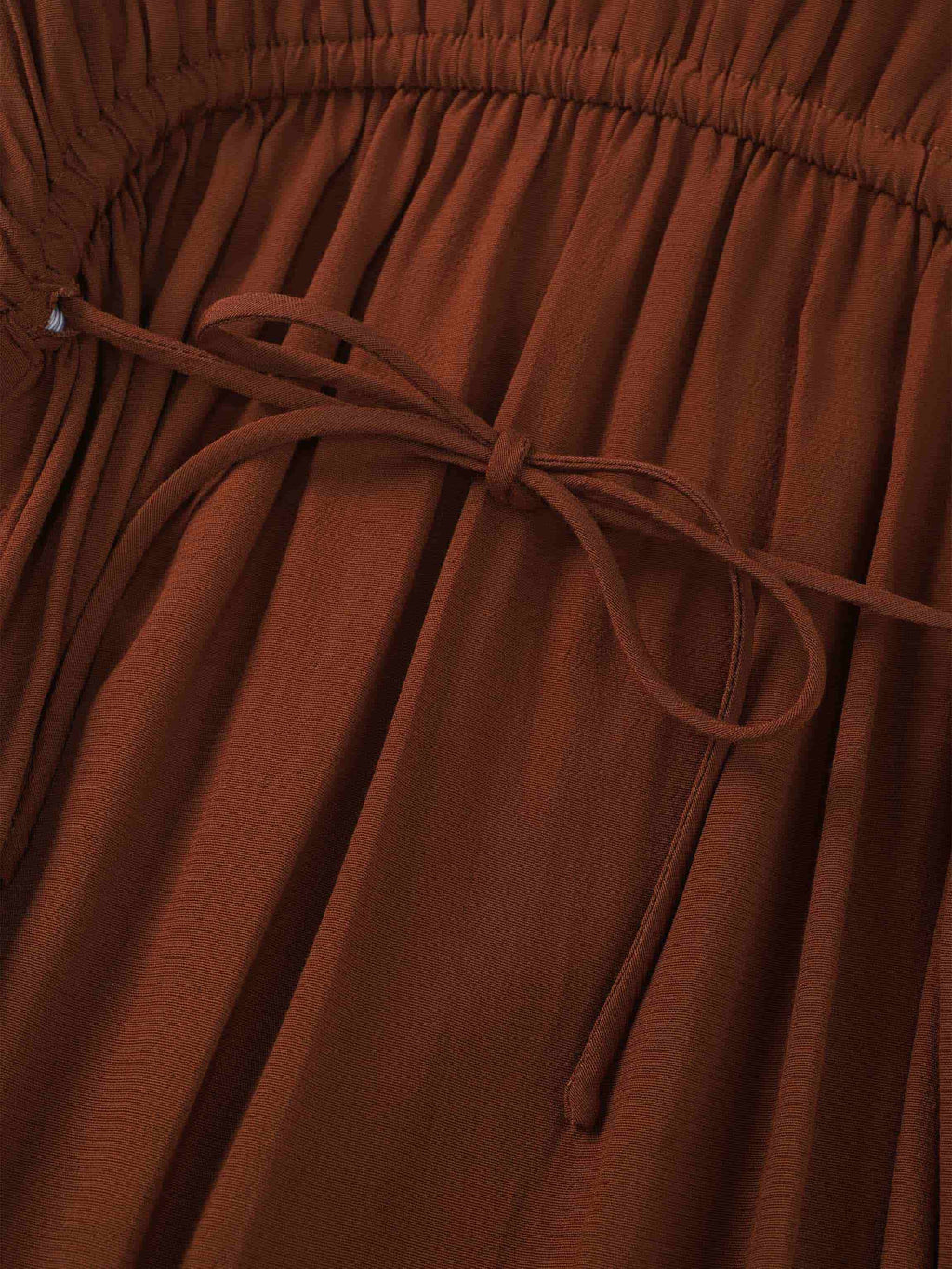 High Waist Drawstring Maternity Dress-Brown