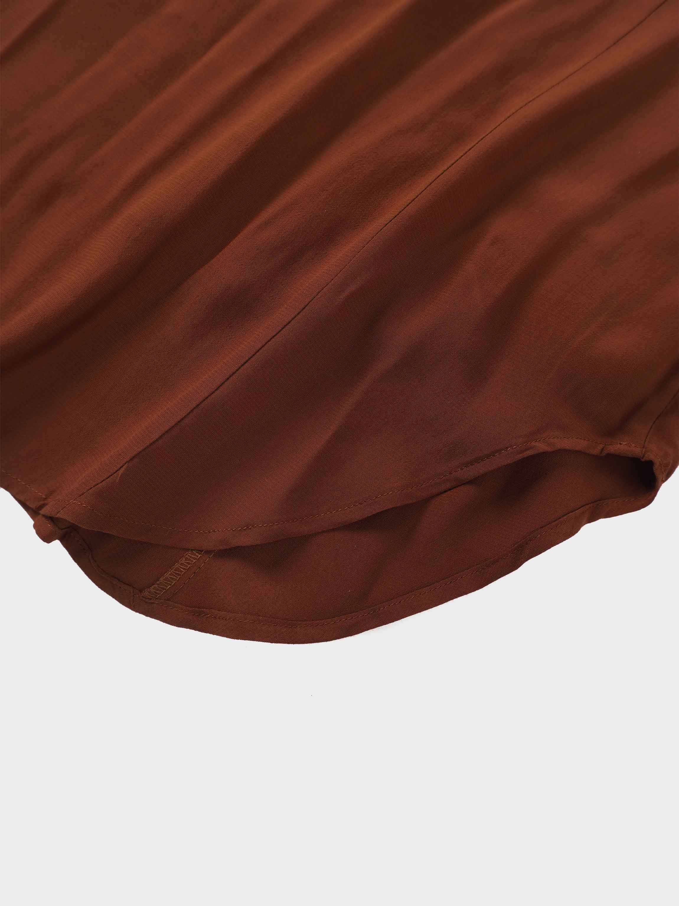 High Waist Drawstring Maternity Dress-Brown