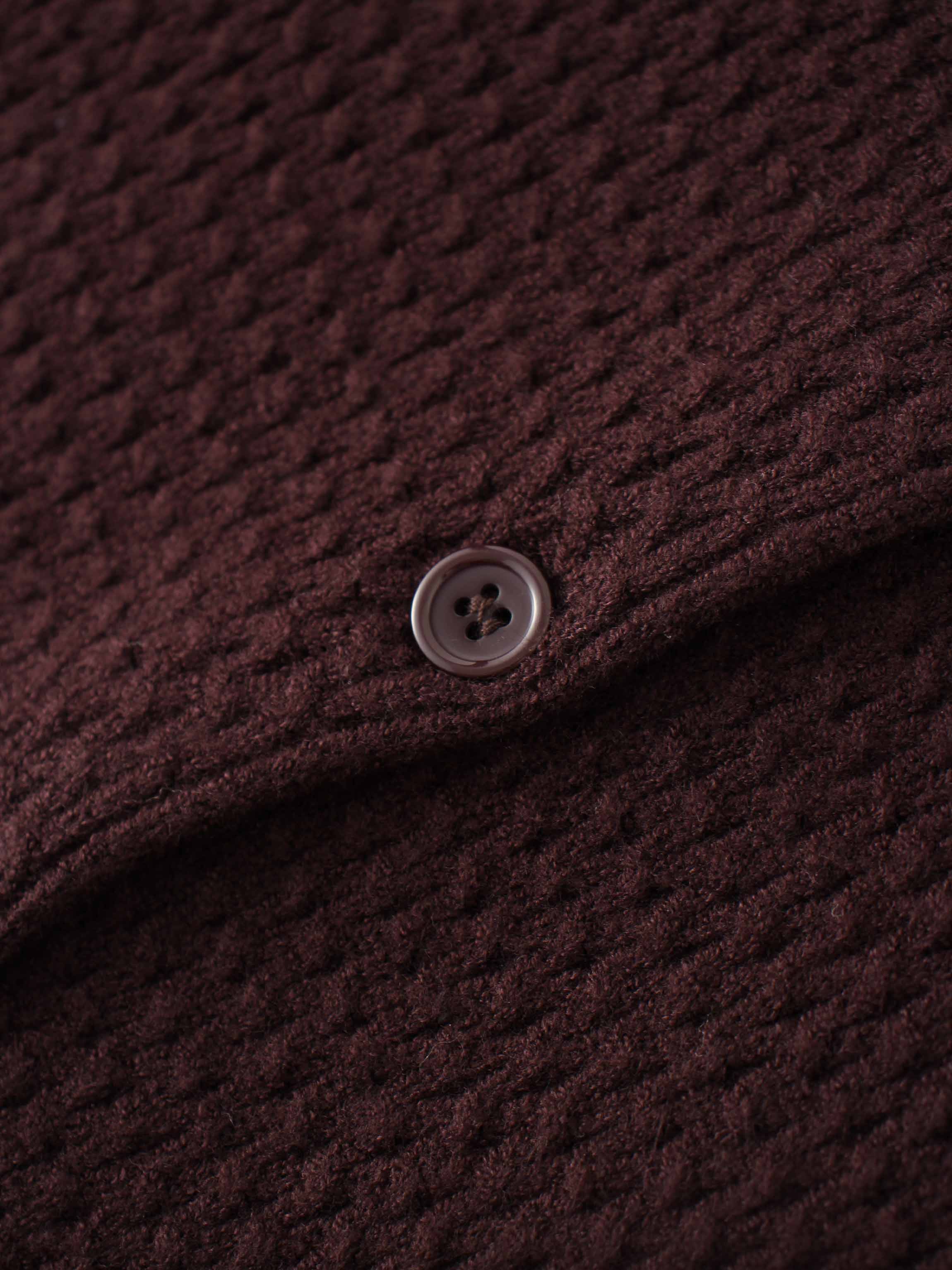 Textured Crew Cardigan-Chocolate Brown