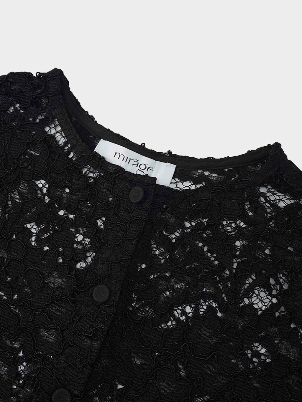 Lace Button Down Cardigan Top-Black