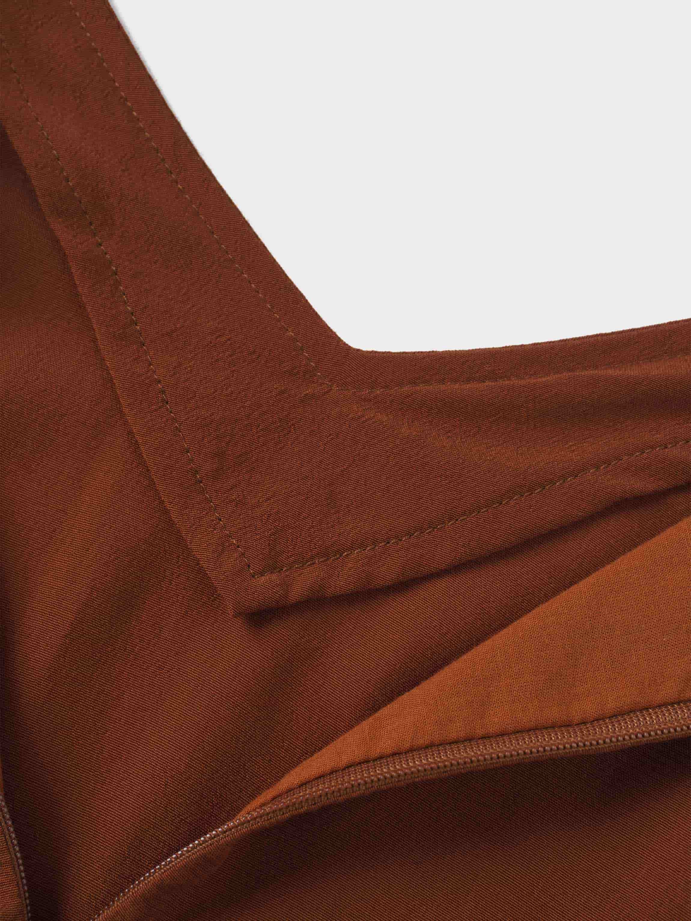 High Waist Drawstring Maternity Dress-Brown