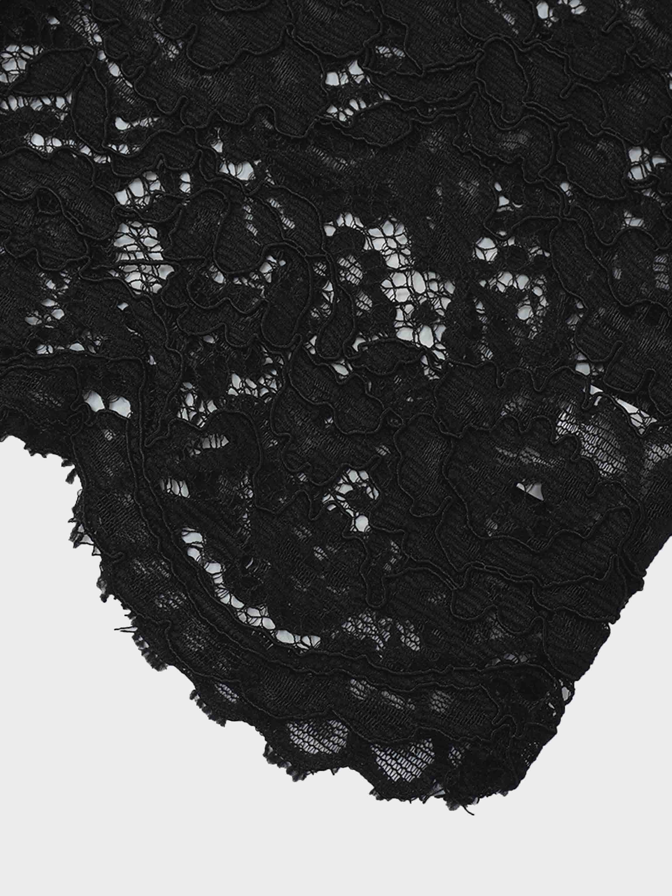 Lace Button Down Cardigan Top-Black