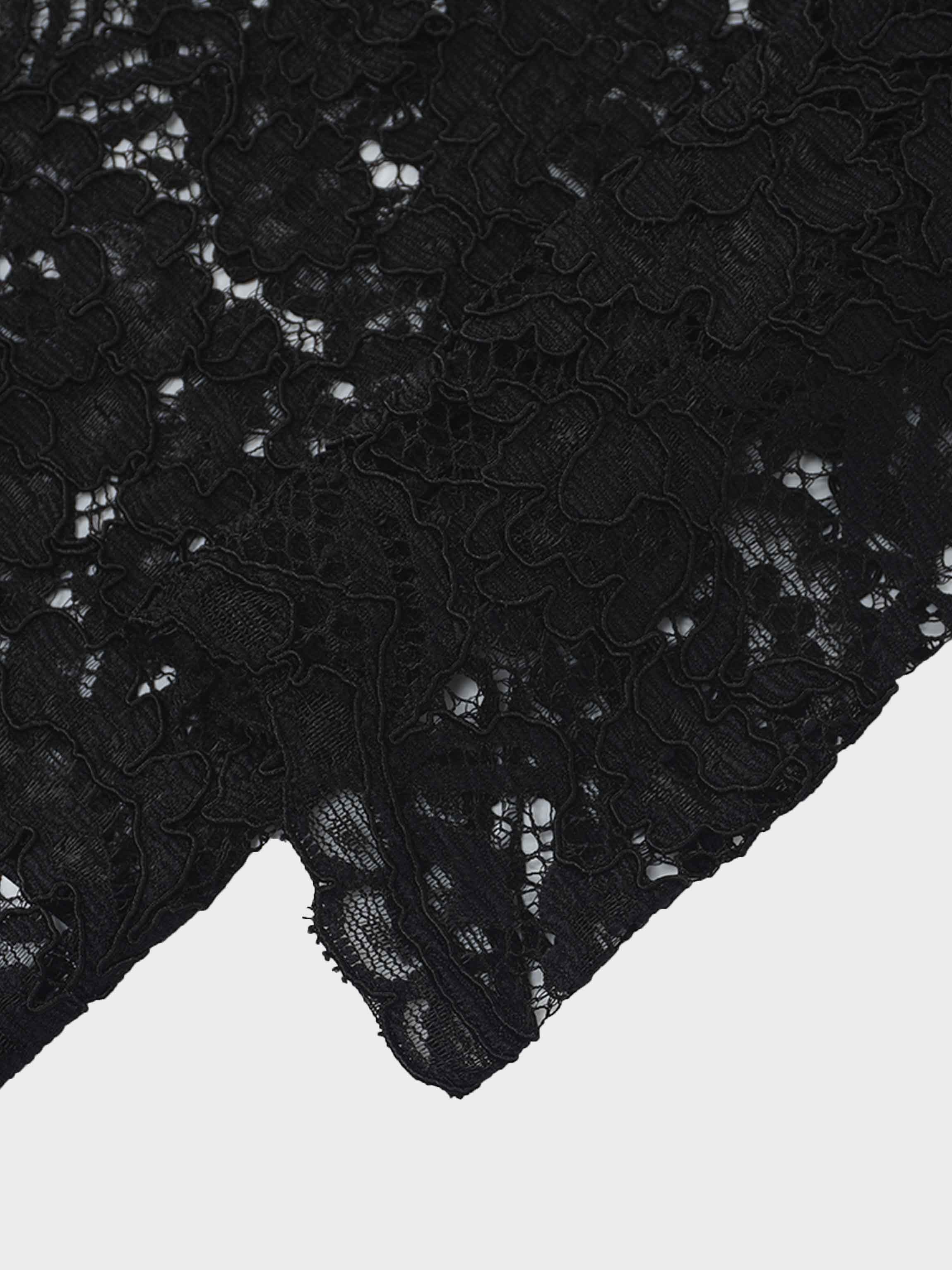 Lace Button Down Cardigan Top-Black