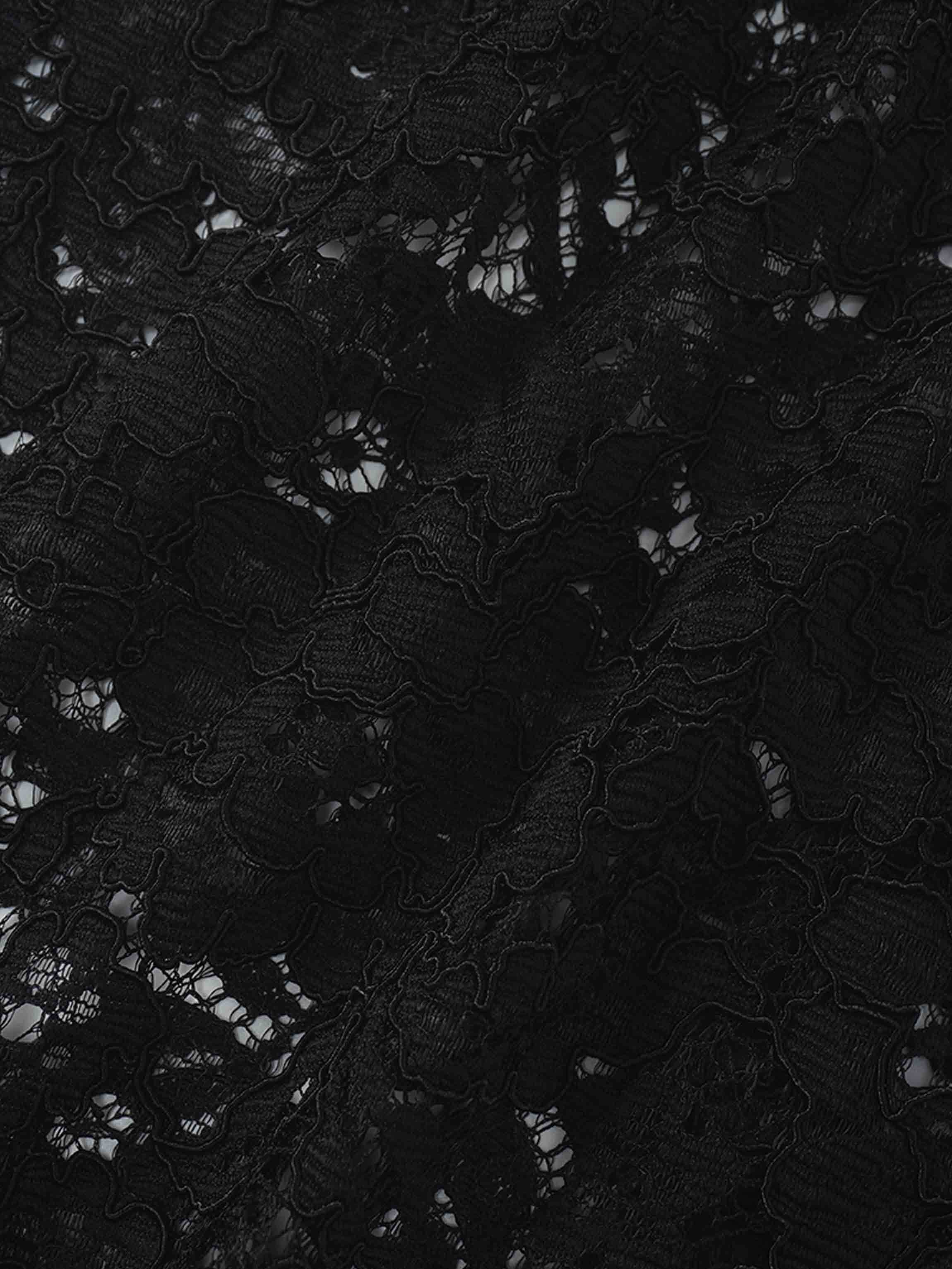 Lace Button Down Cardigan Top-Black