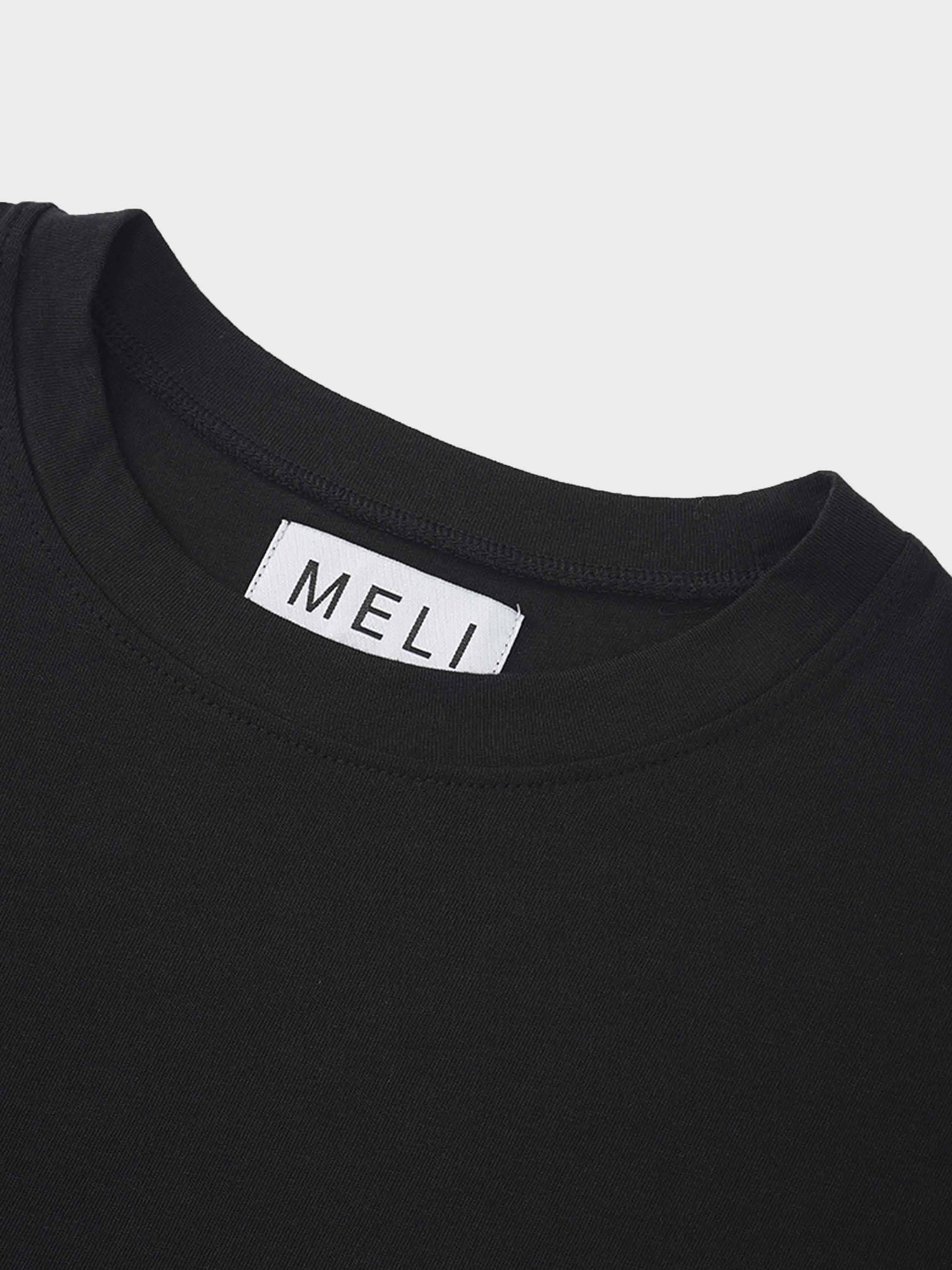 Pima Cotton Boxy Dolman Tee-Black