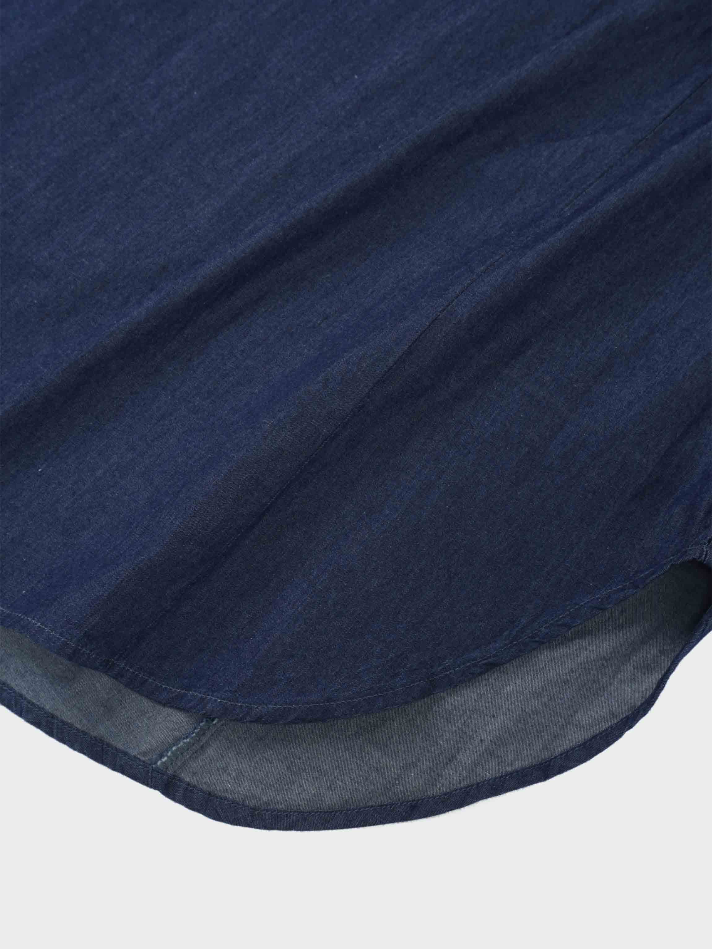 High Waist Drawstring Maternity Dress-Dark Denim