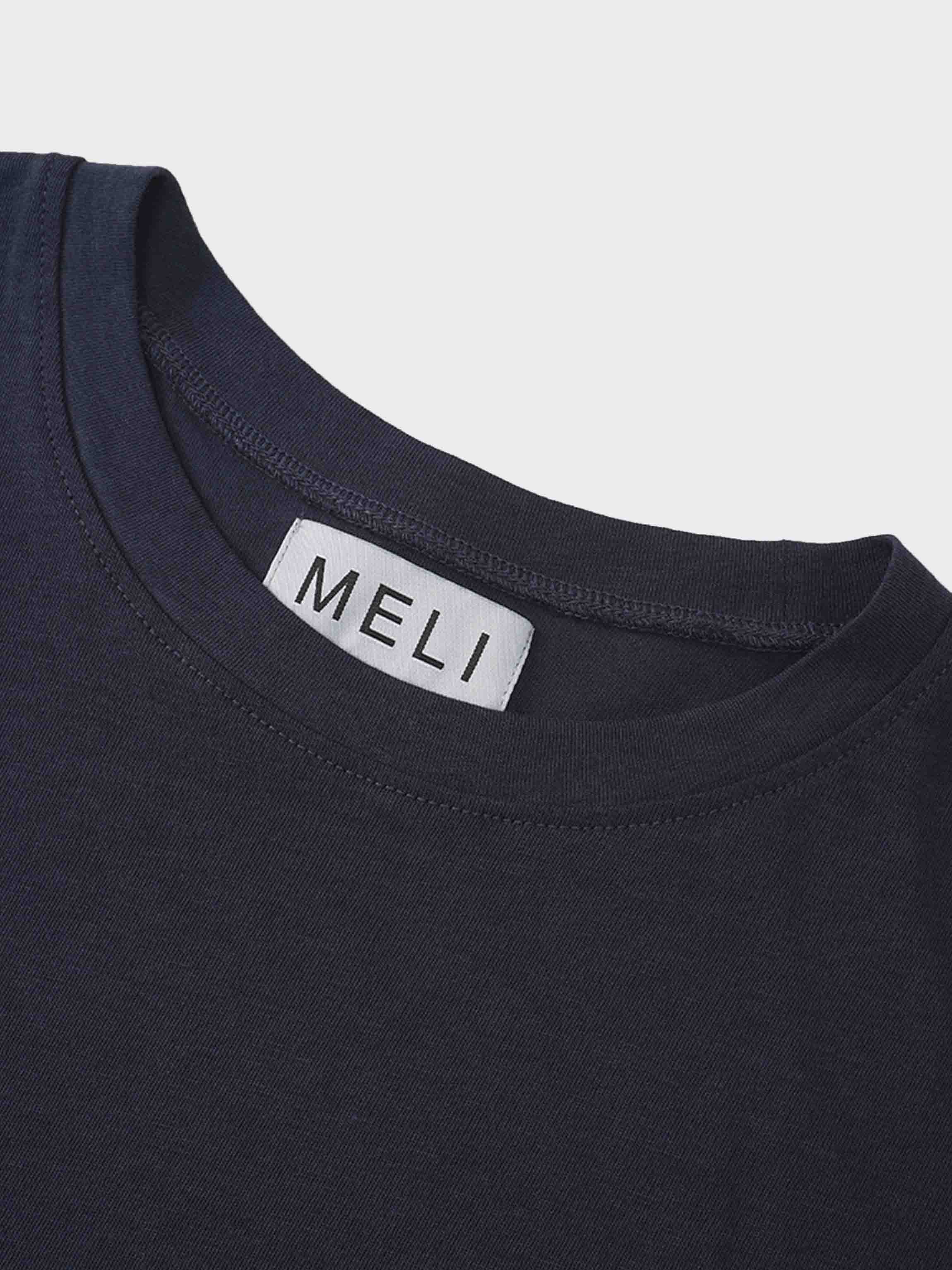 Pima Cotton Boxy Dolman Tee-Navy