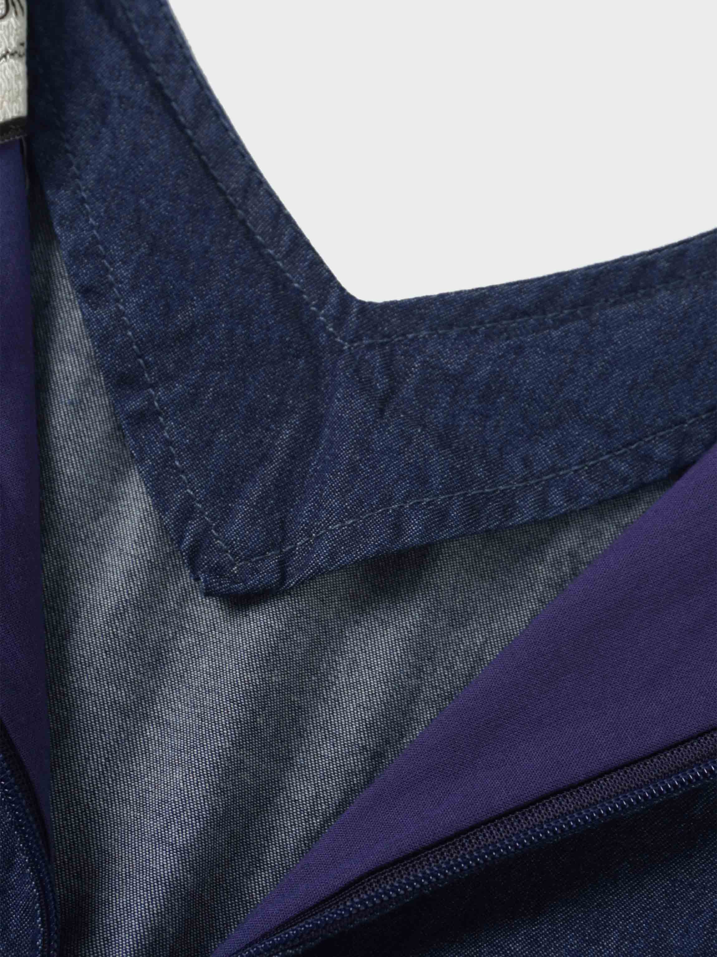 High Waist Drawstring Maternity Dress-Dark Denim