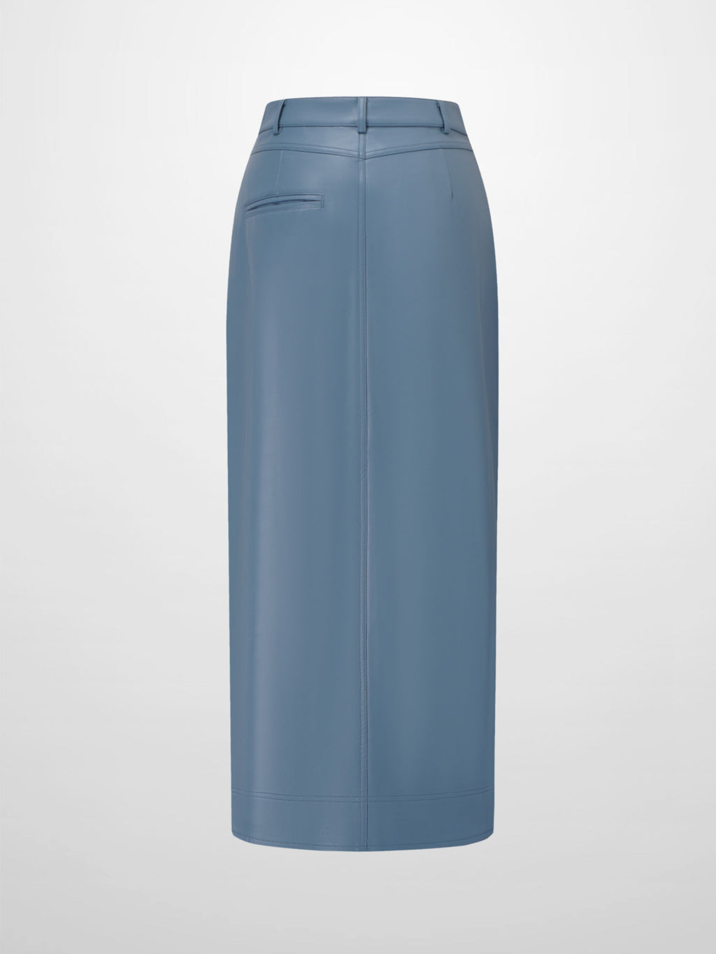 Front Pocket Straight Faux Leather Skirt-Denim Blue