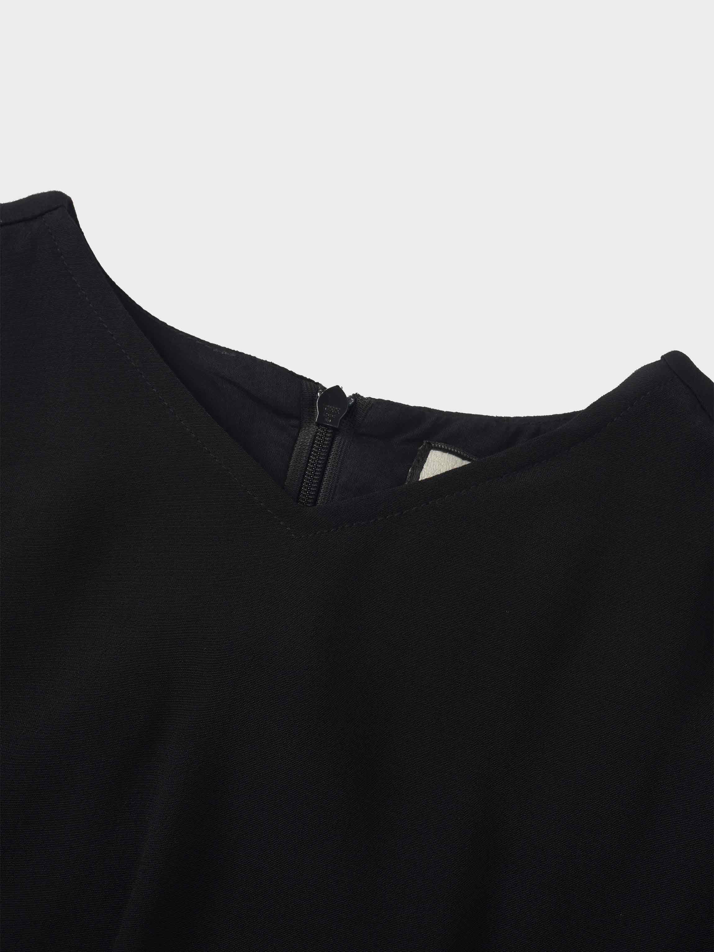 High Waist Drawstring Maternity Dress-Black