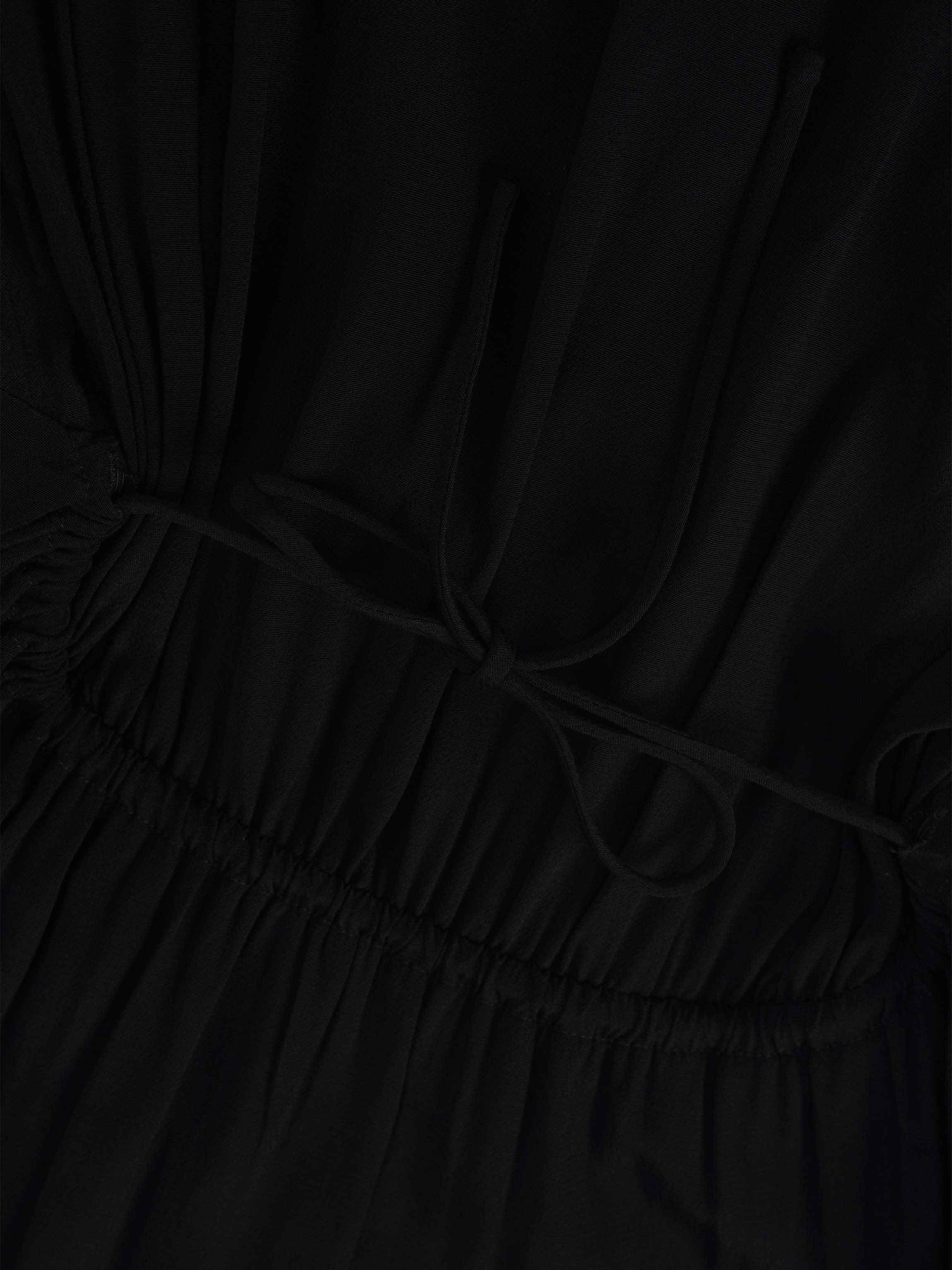 High Waist Drawstring Maternity Dress-Black