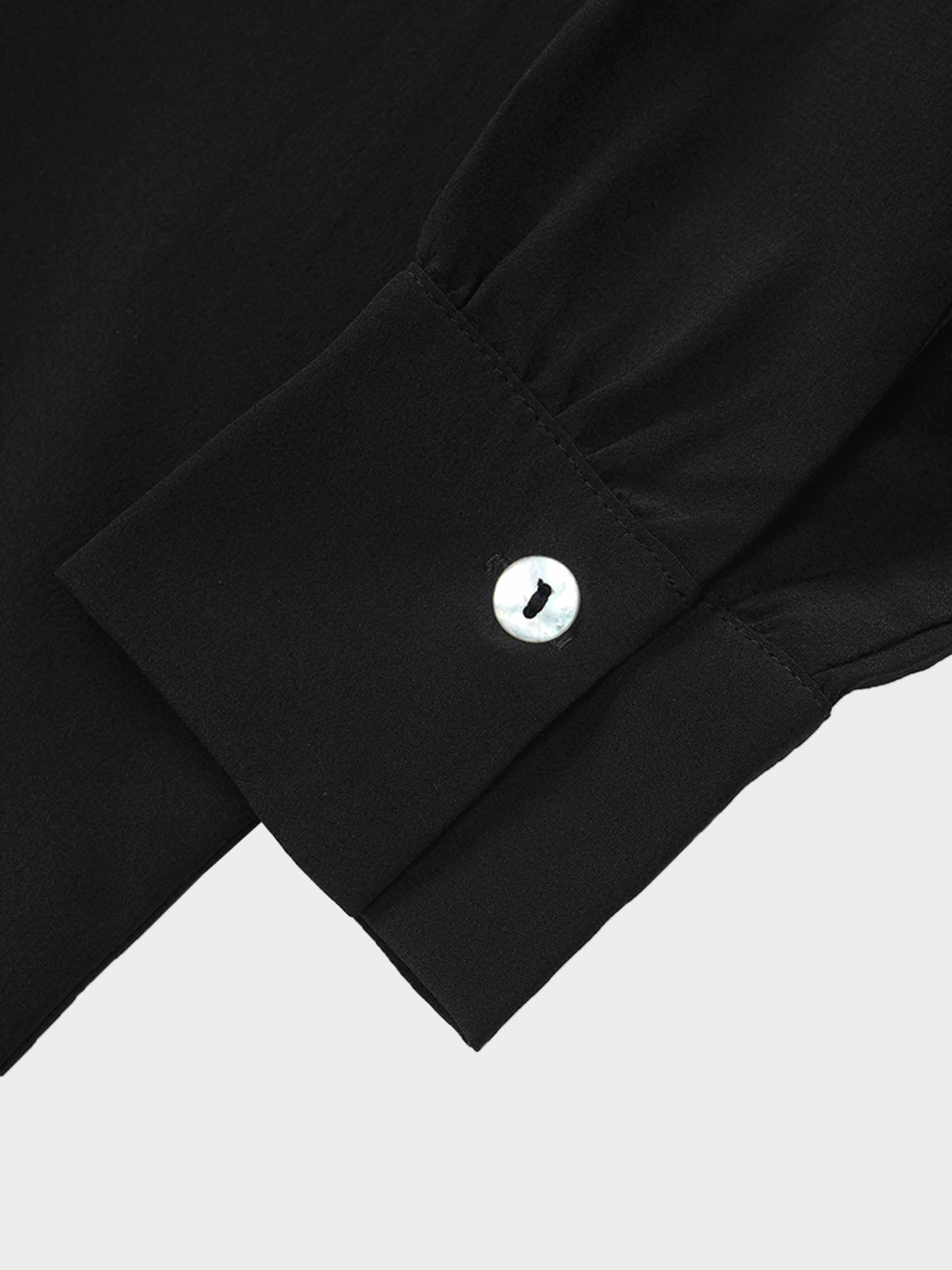 Silk Cape Blouse-Black