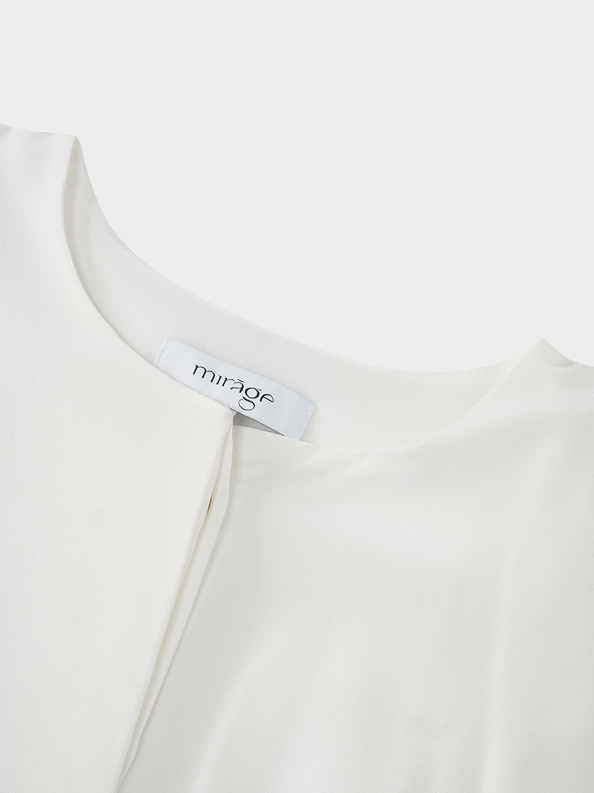 Silk Cape Blouse-Cream