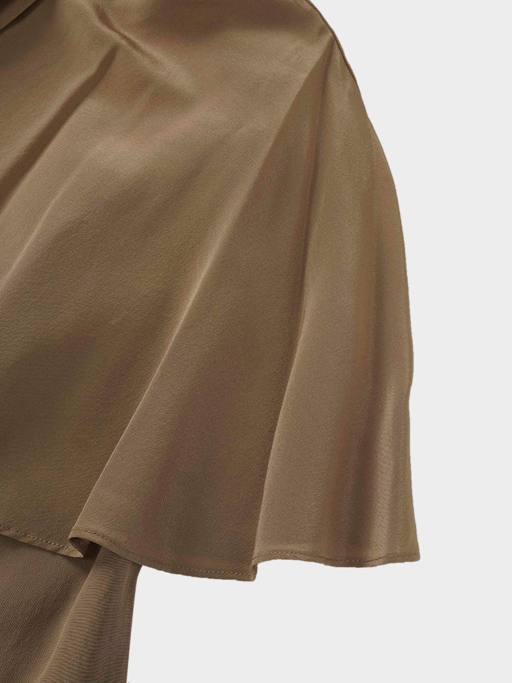Silk Cape Blouse-Golden Olive