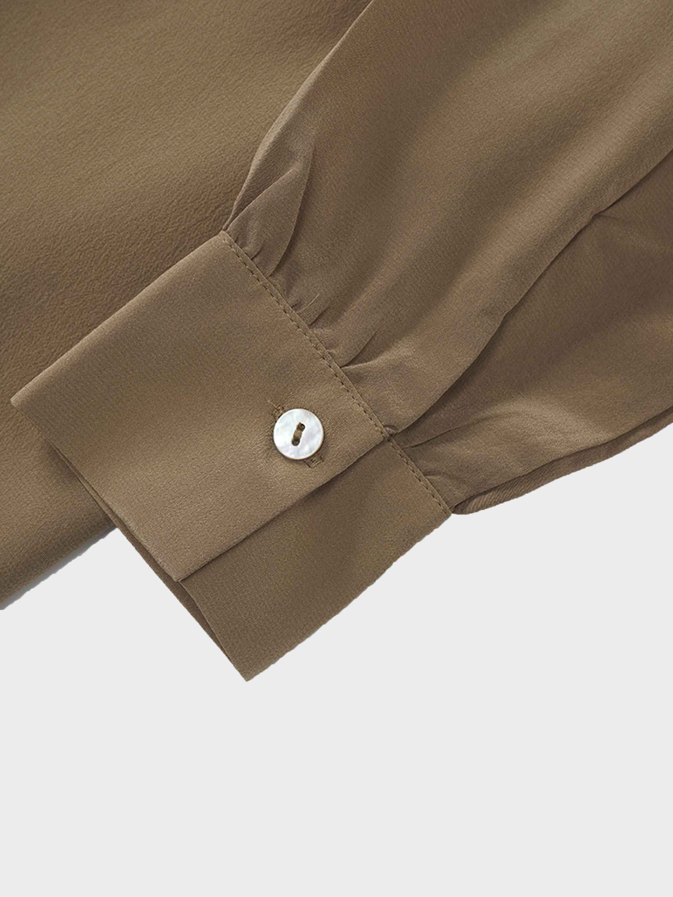 Silk Cape Blouse-Golden Olive