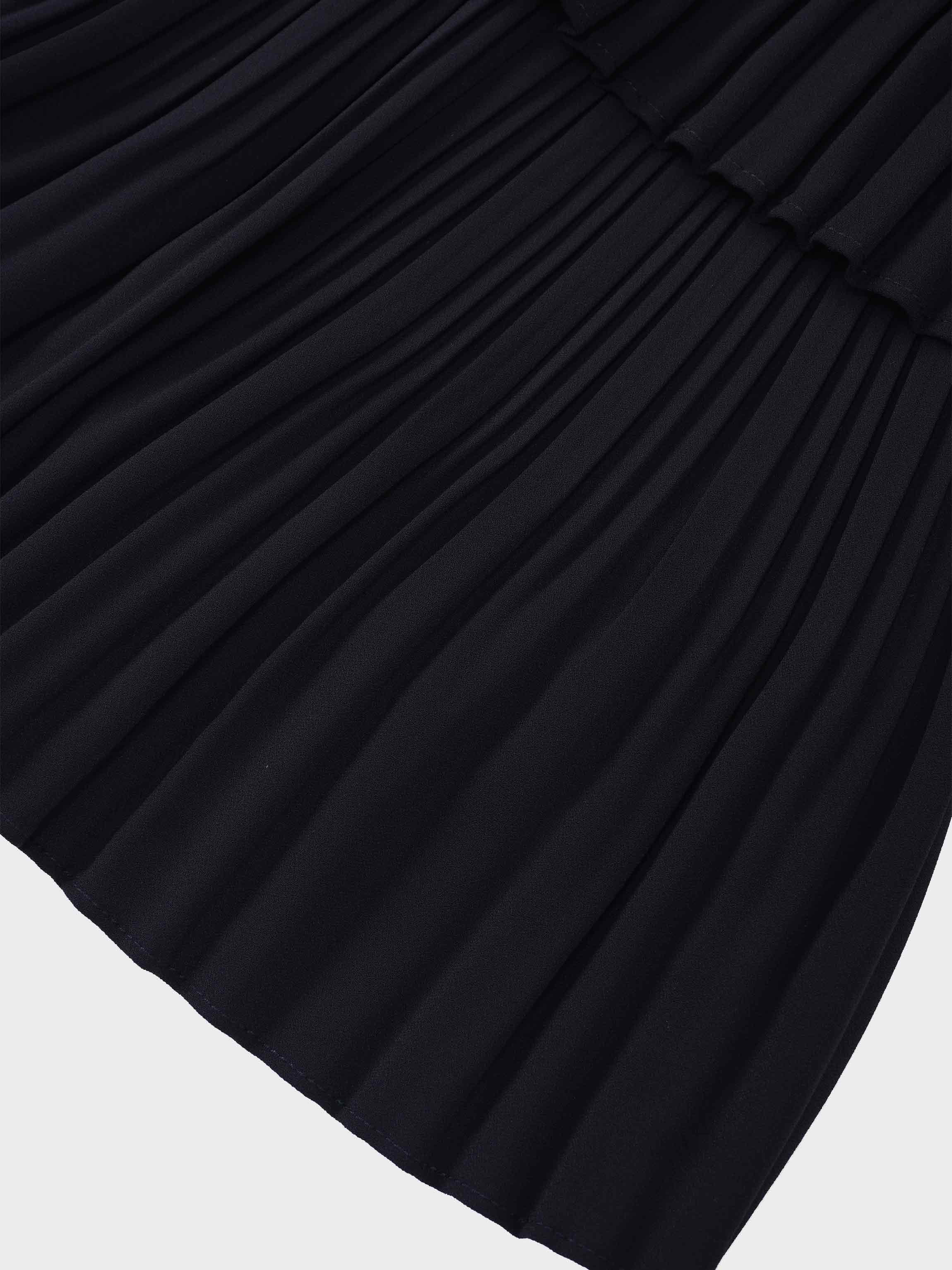 Pleated Layer Skirt 37"-Navy