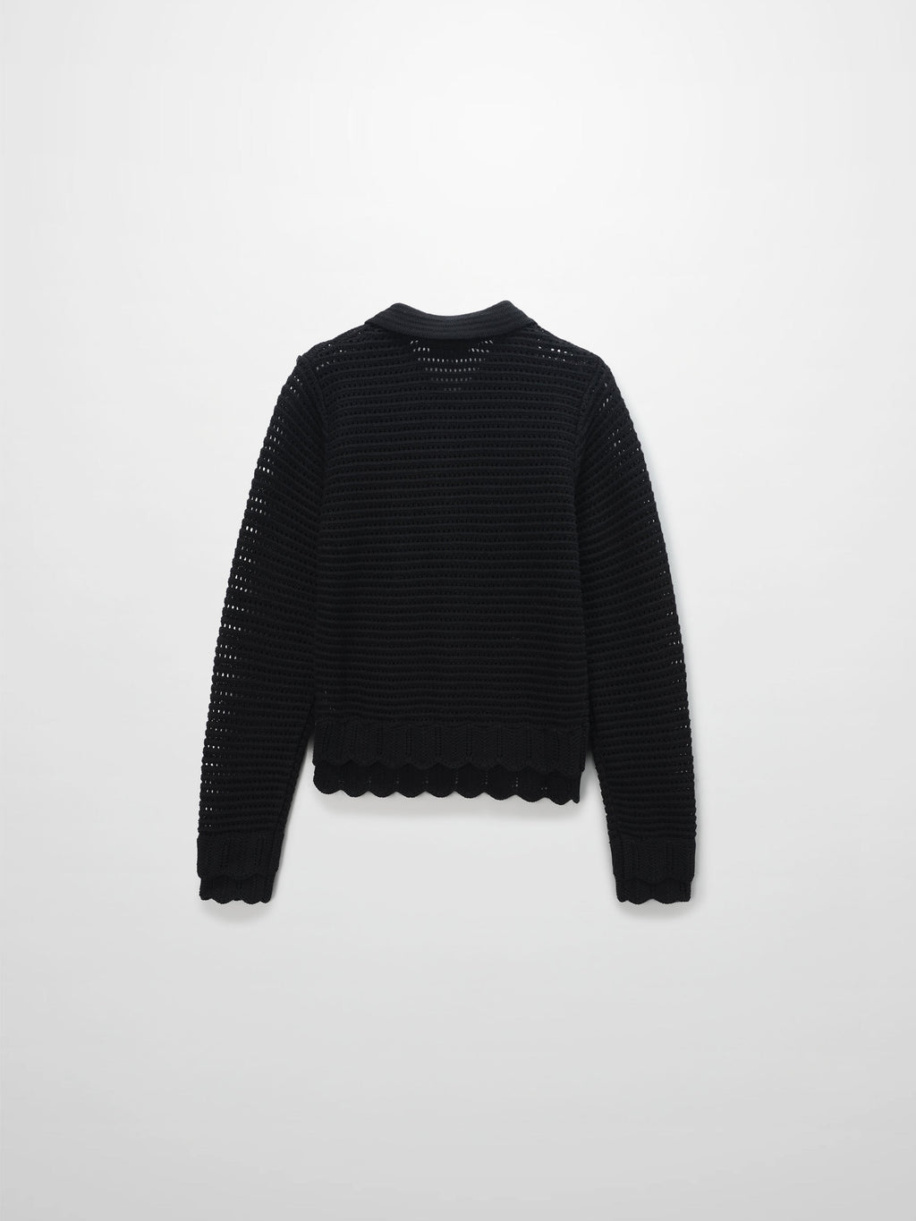 Crochet Ruffle Cardigan-Black