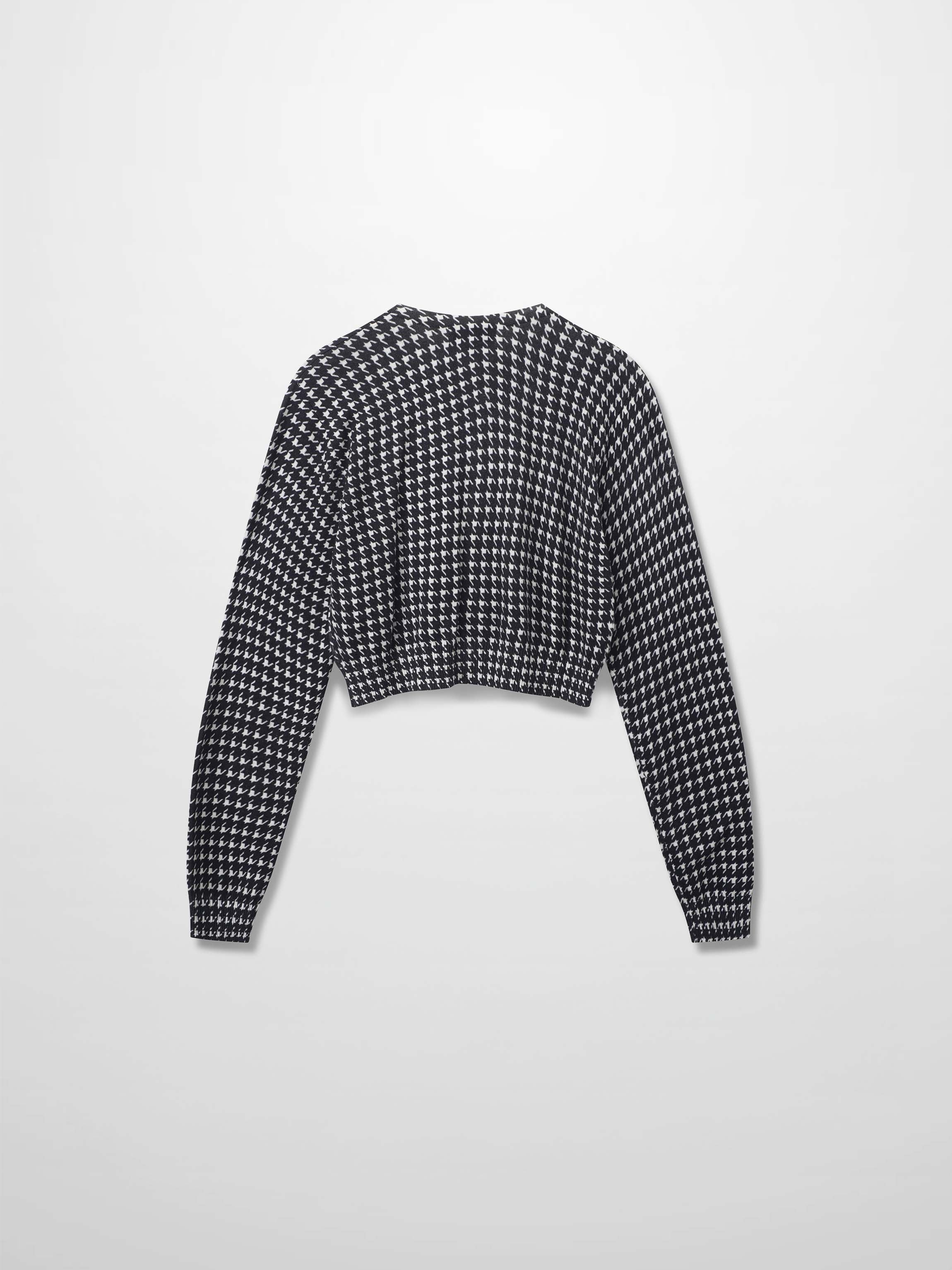 Printed Cardigan Short-Black and White Houndstooth