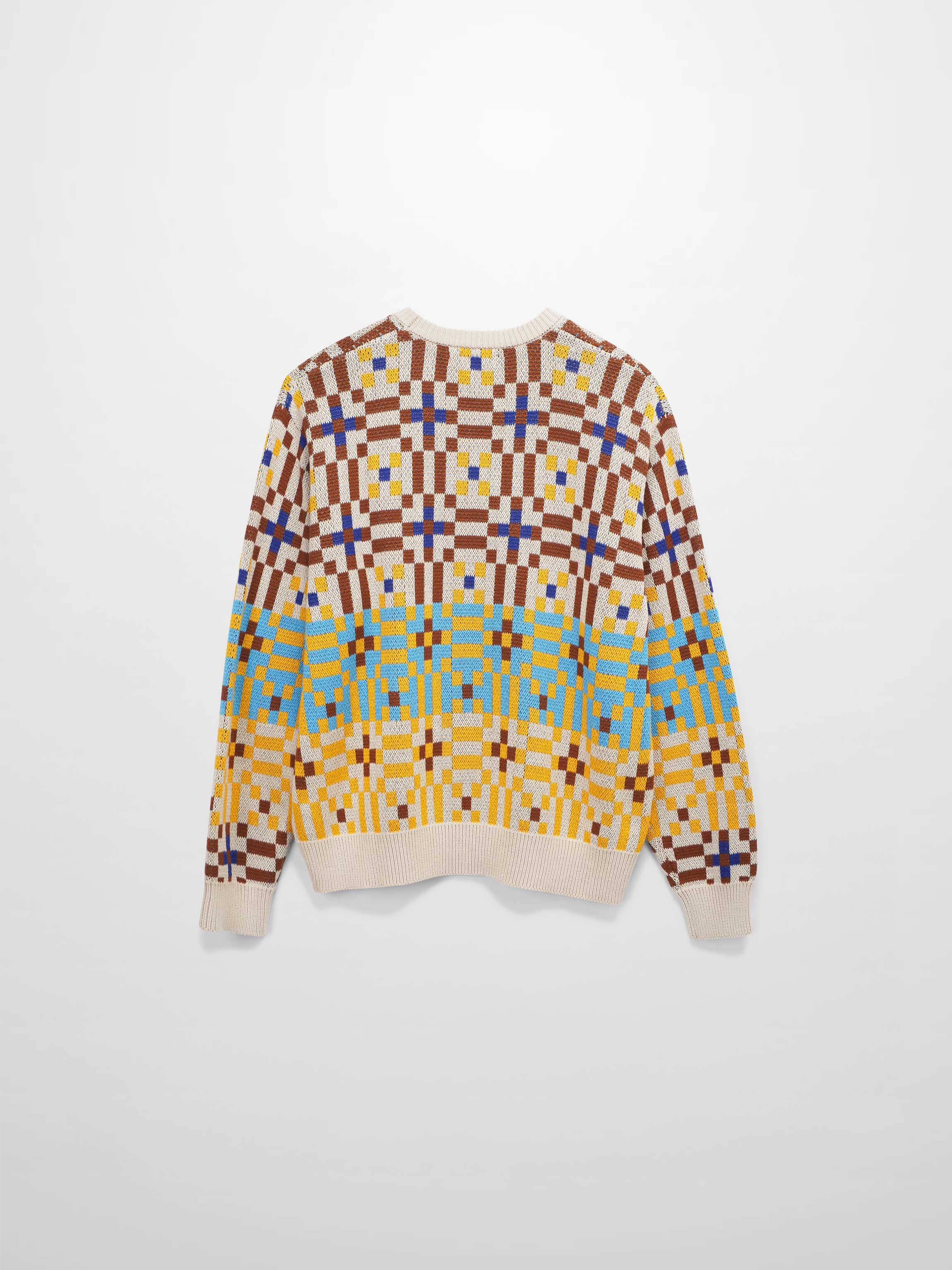 Geometric Design Sweater-Brown