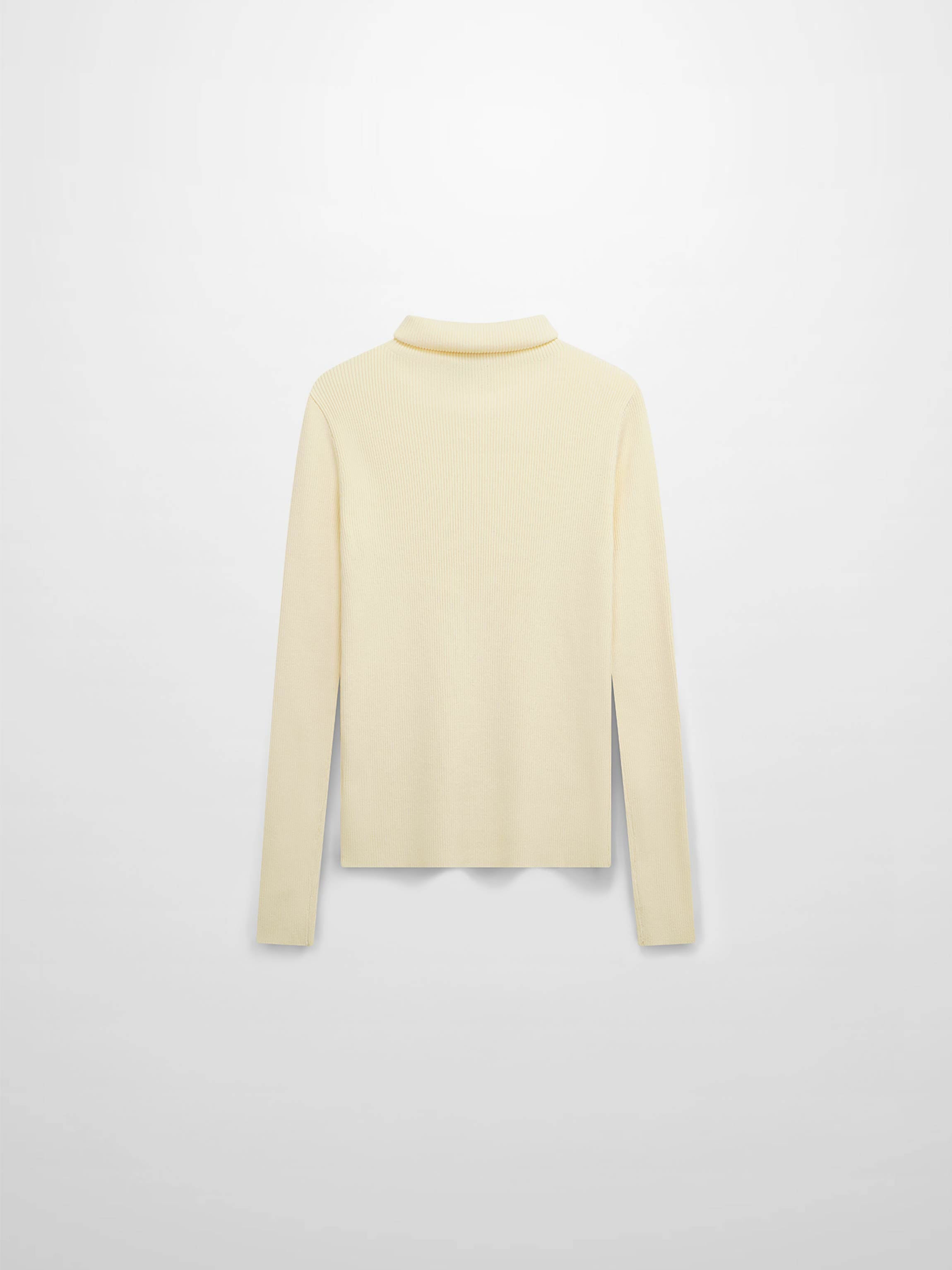 Knit Ribbed Turtleneck-Ivory