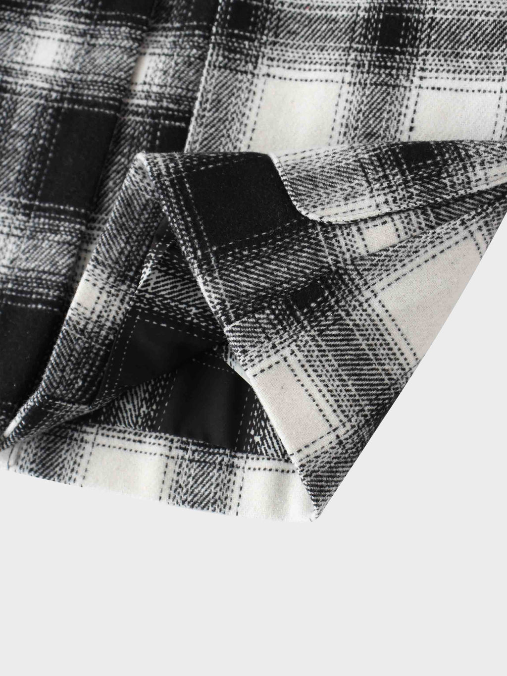 Double Breasted Belted Blazer-Black/White Plaid