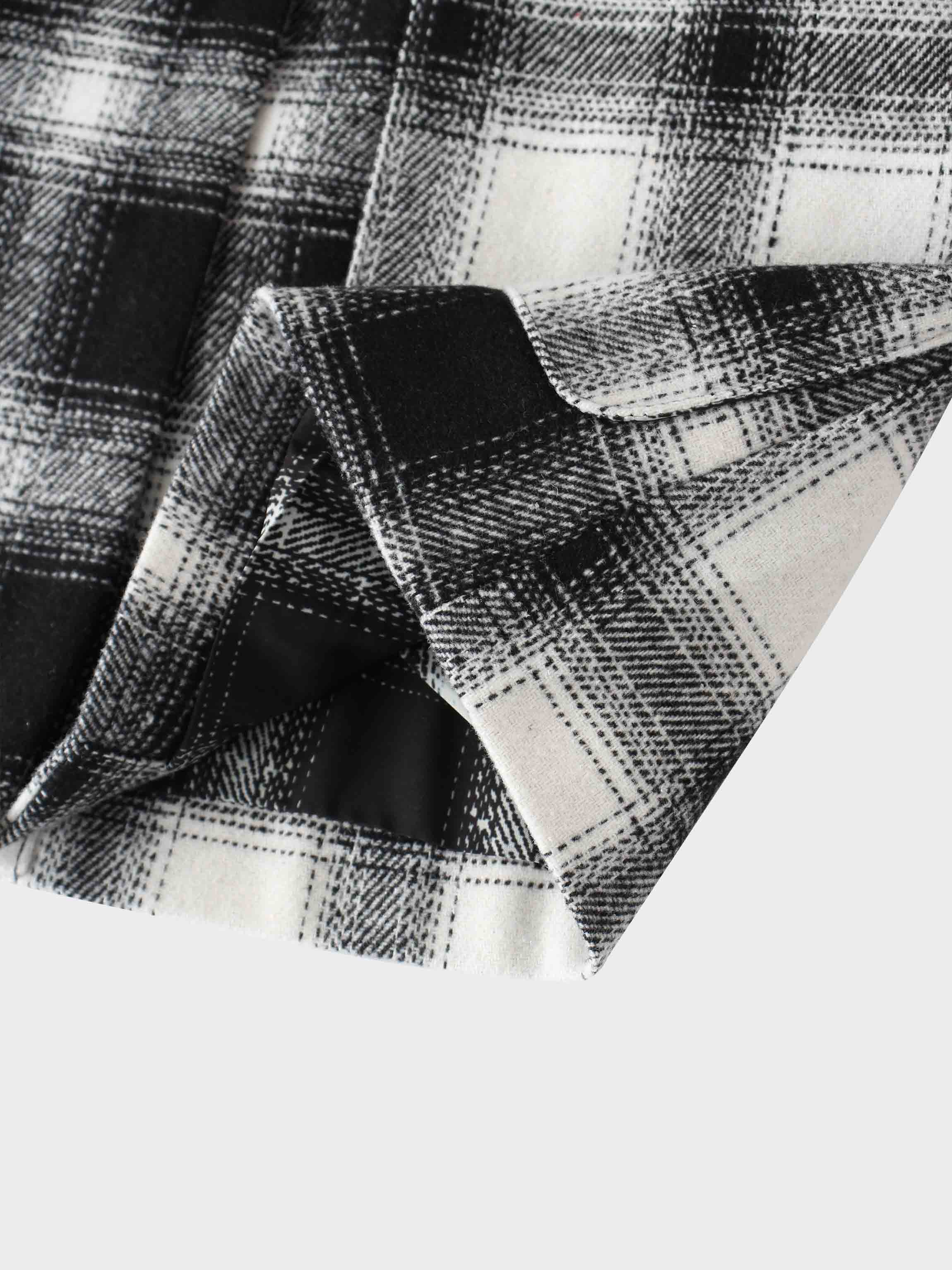 Double Breasted Belted Blazer-Black/White Plaid