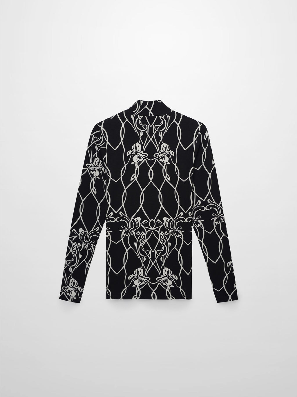 Printed Modal Turtleneck-Floral Vines Black