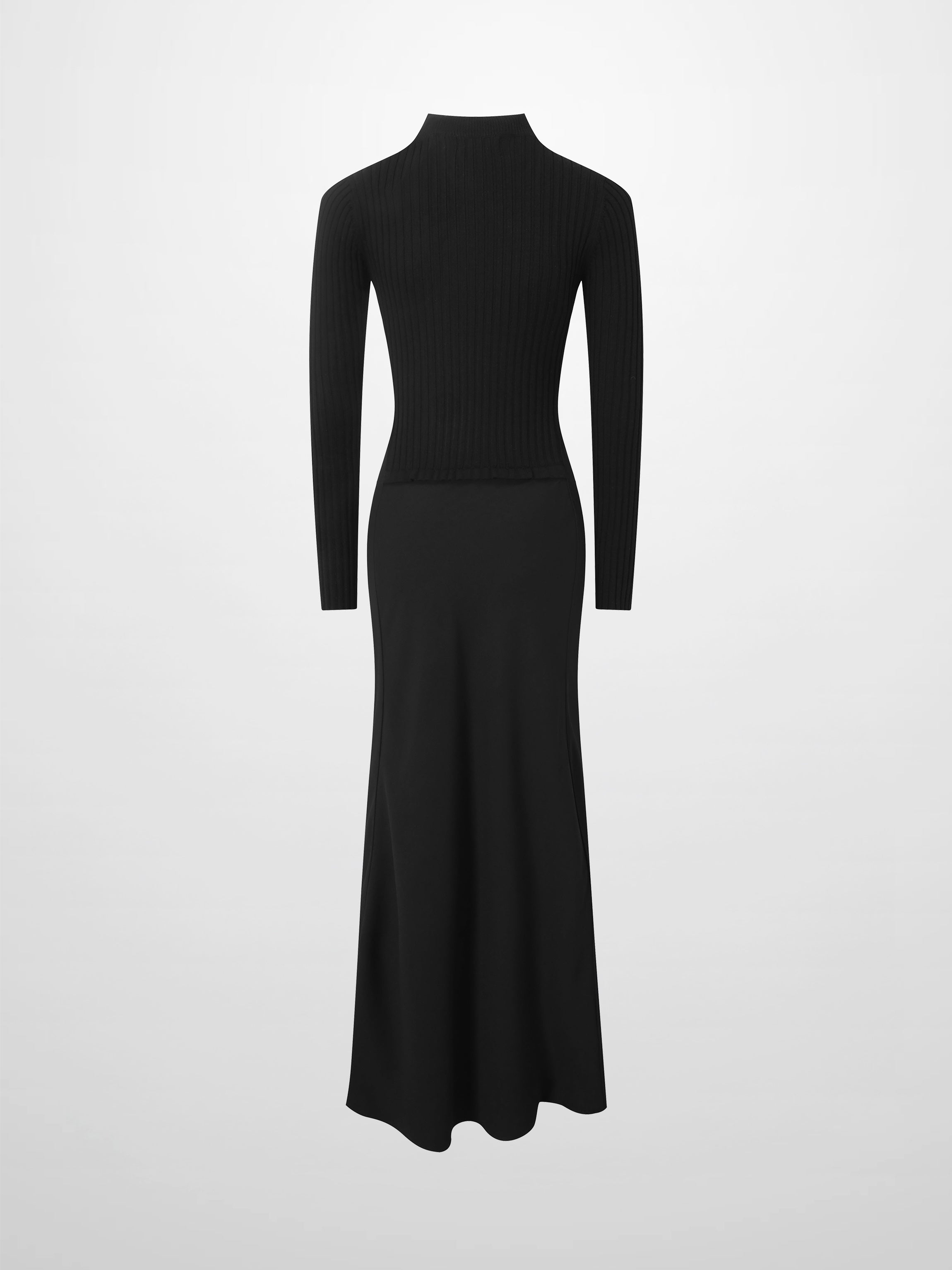 Crepe Bottom Dress-Black/Black