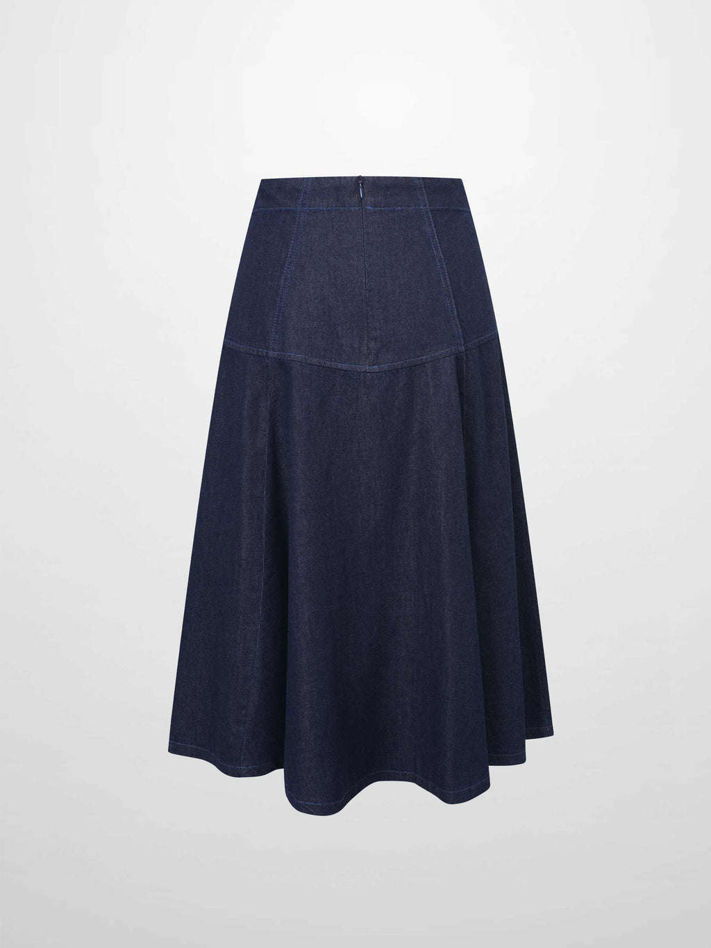 Yoke Denim Short Skirt-Blue