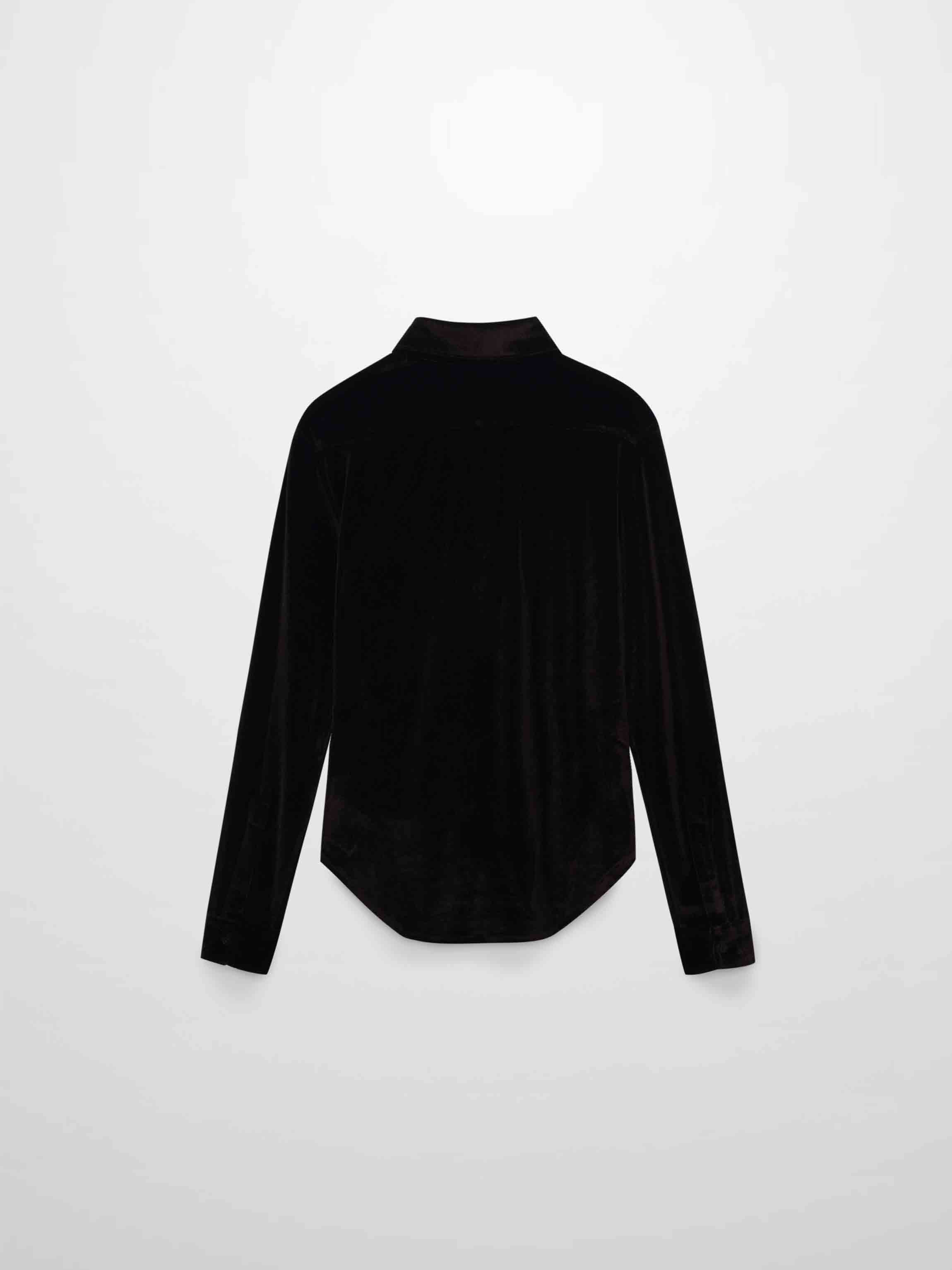 Velour Button Down Blouse-Brown