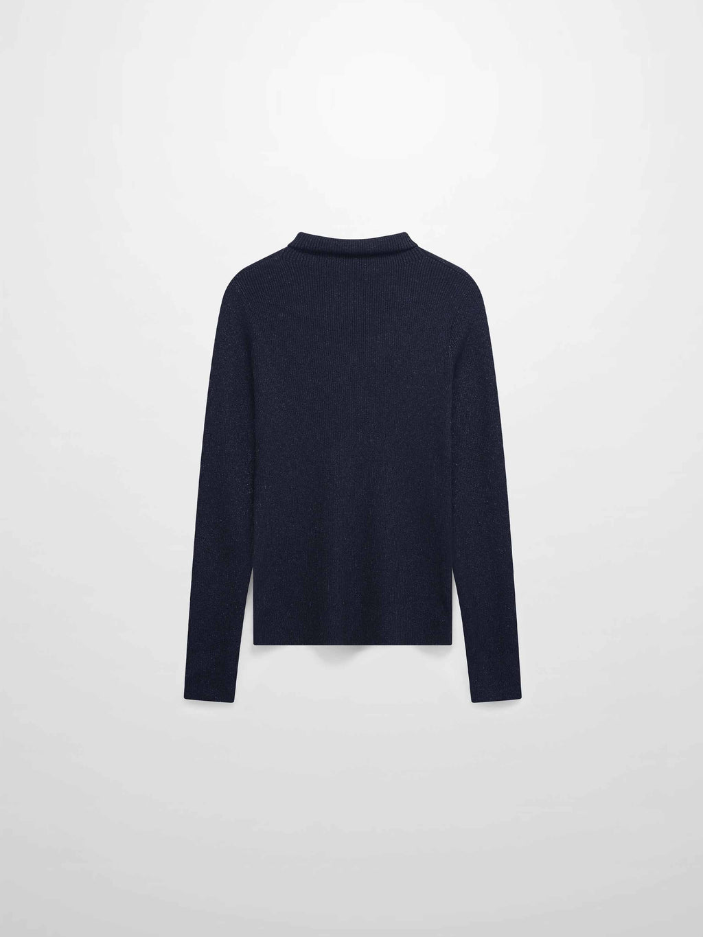 Lurex Ribbed Knit Turtleneck-Navy