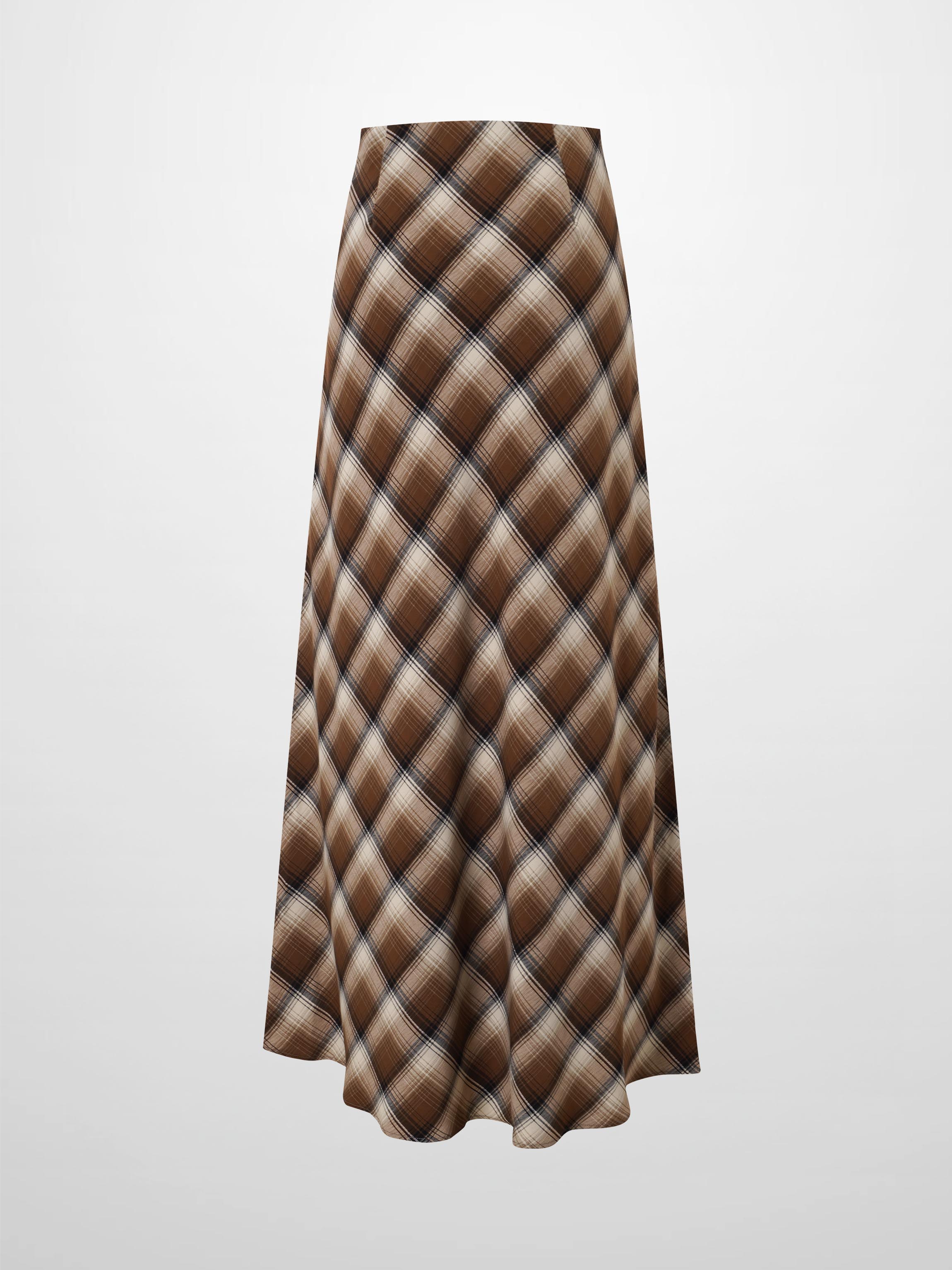 Plaid Slip Skirt-Brown Plaid
